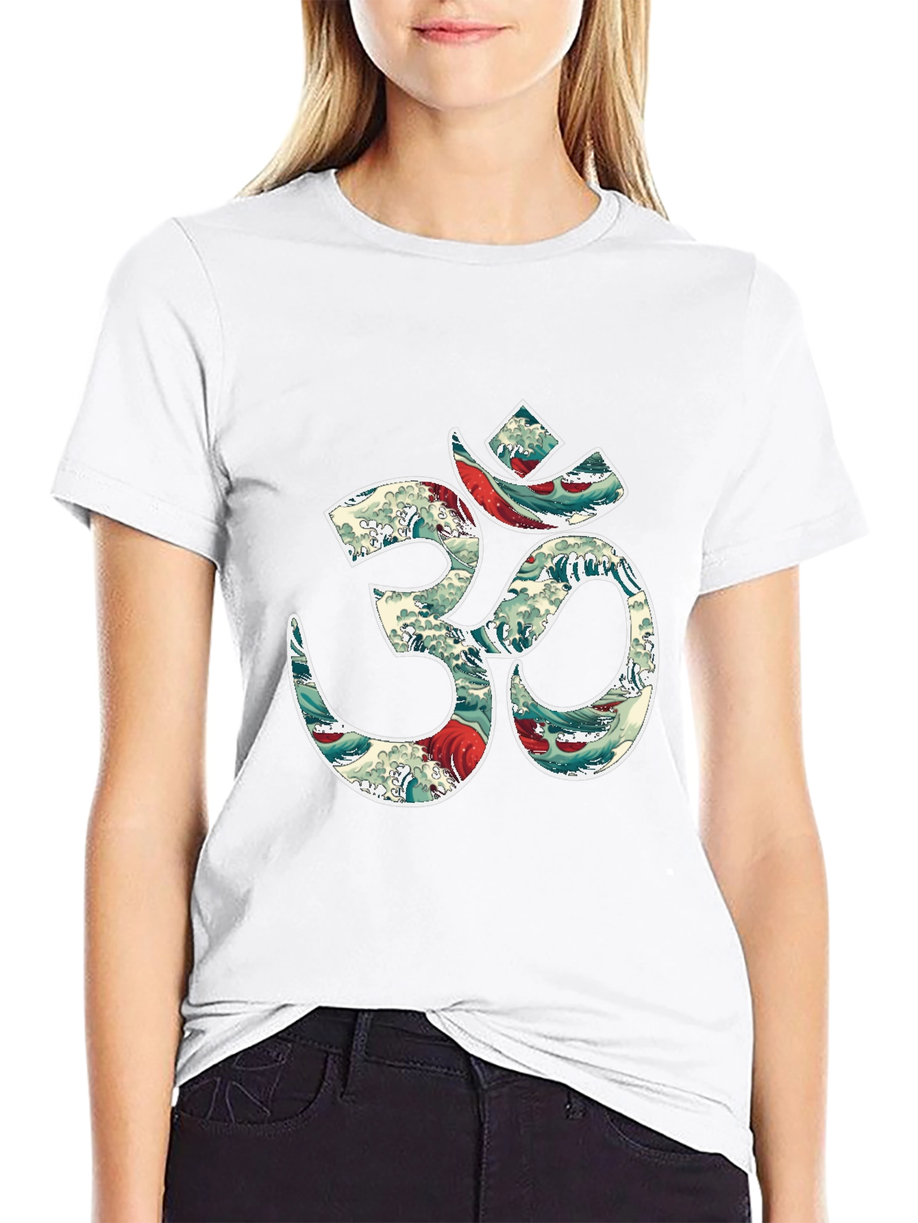 Om Symbol T-Shirt - Ocean Wave Design