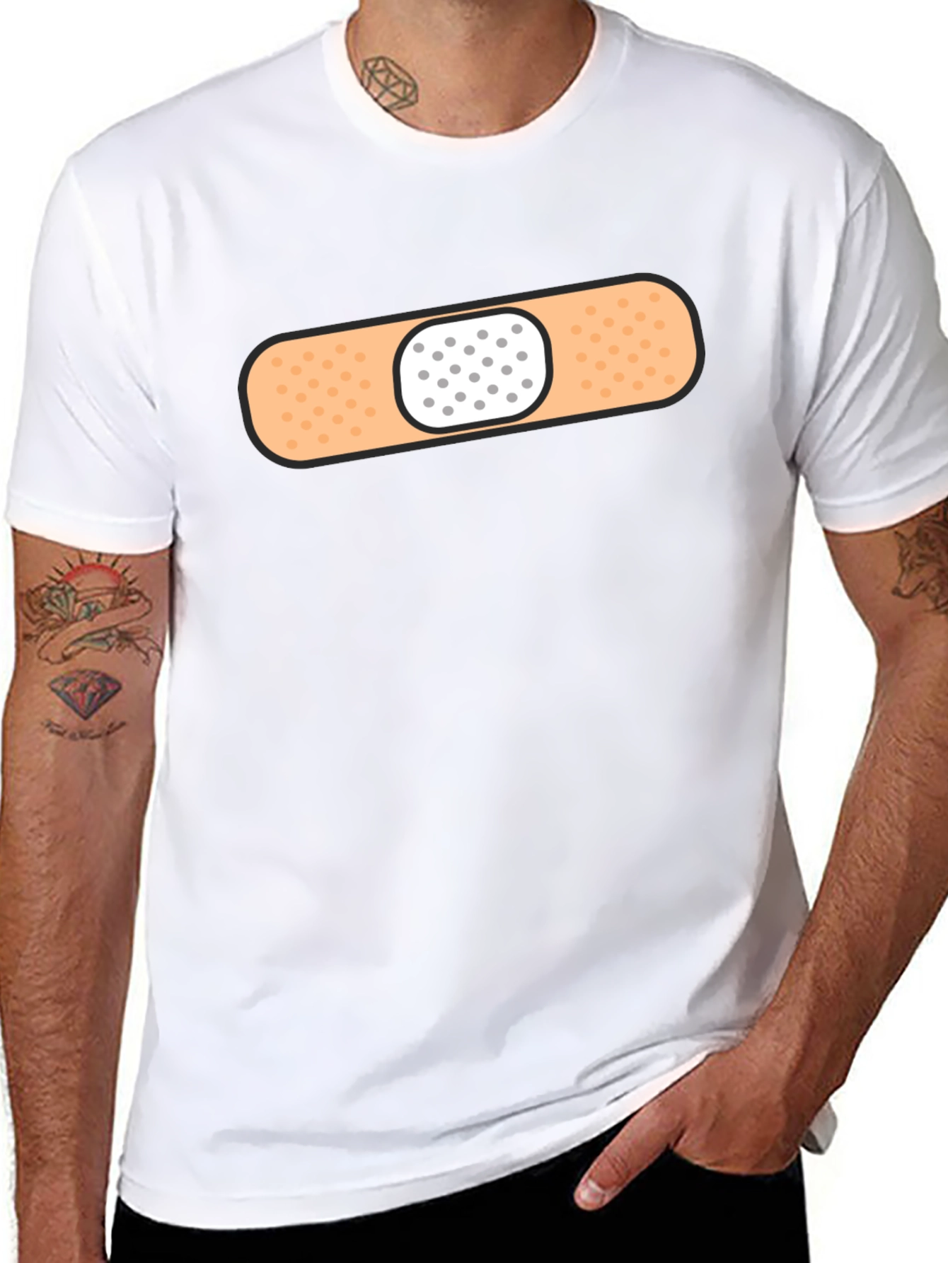 Funny Band-Aid Graphic T-Shirt