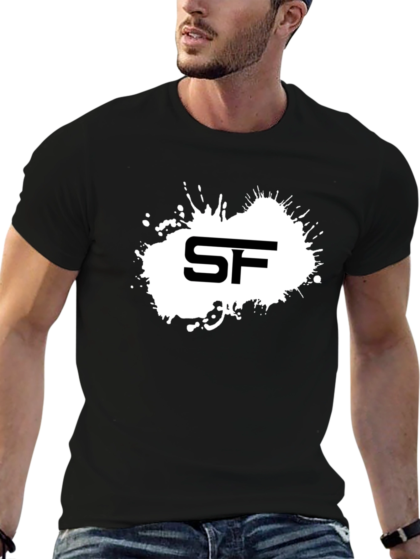 SF Splash Graphic Tee - Cool Black Cotton T-Shirt