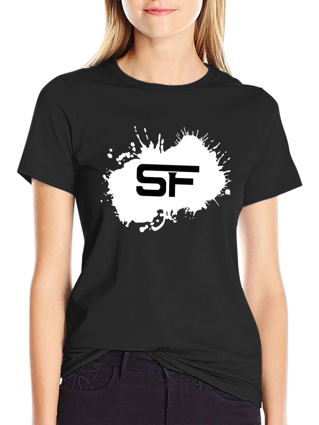 SF Splash Graphic Tee - Cool Black Cotton T-Shirt