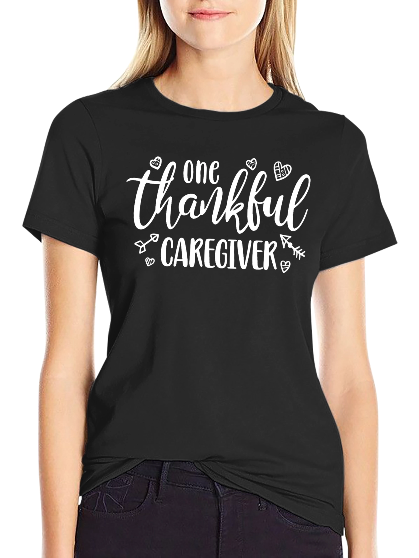 One Thankful Caregiver Black T-Shirt