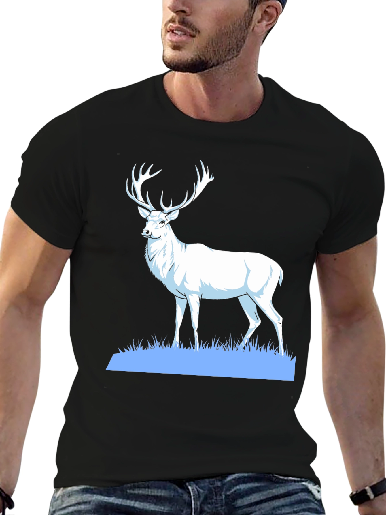 Majestic Deer Graphic Tee - Black
