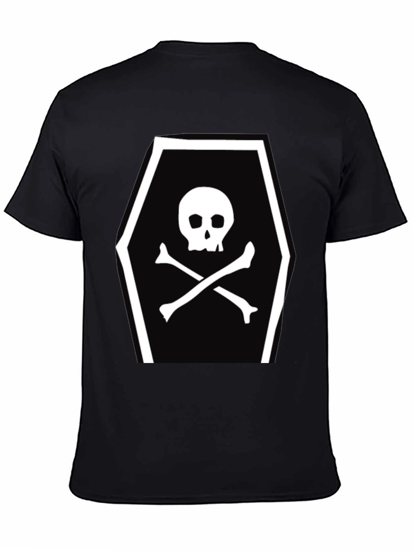 Skull and Crossbones Coffin Graphic Tee - Black