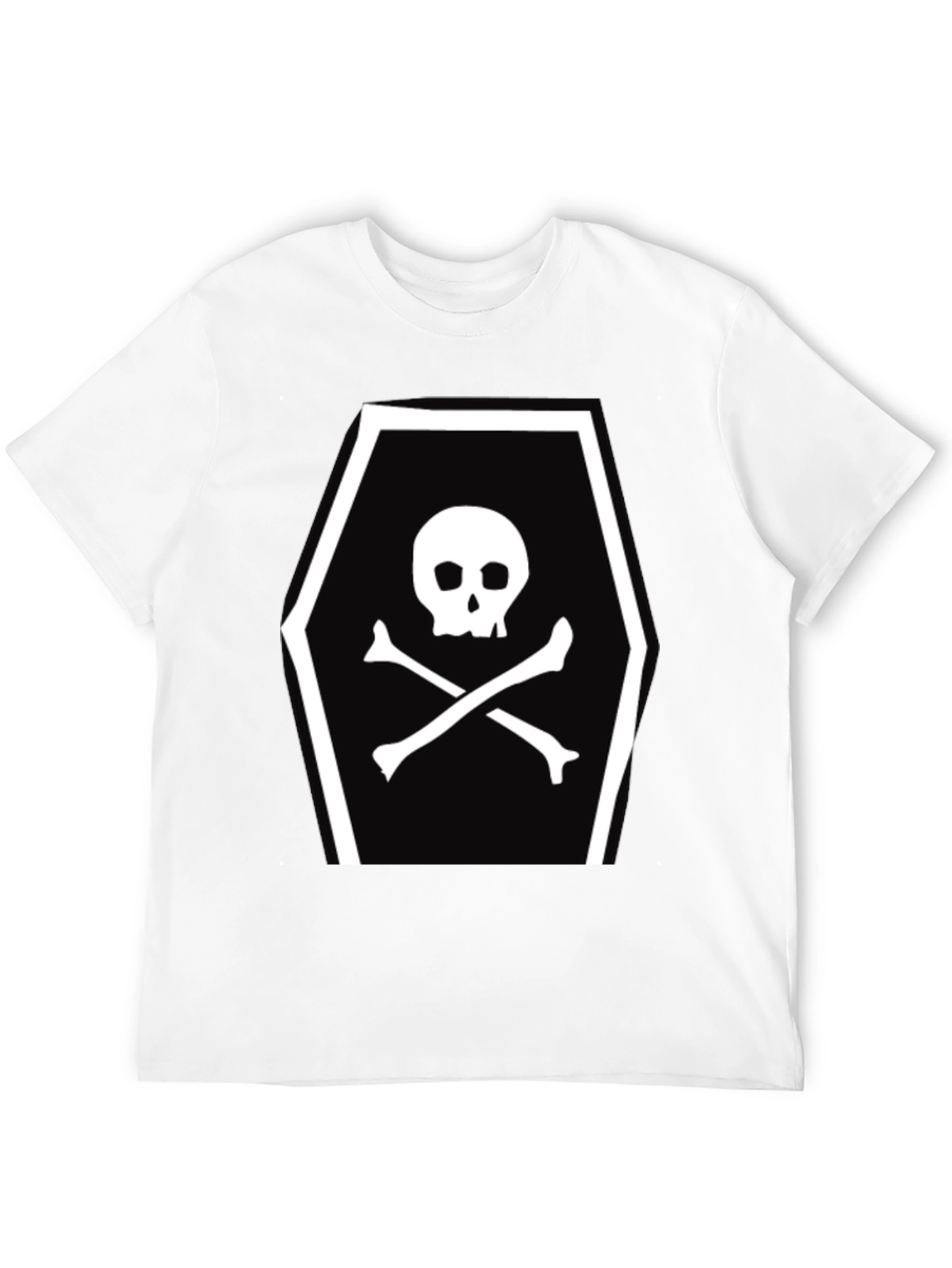 Skull and Crossbones Coffin Graphic Tee - Black