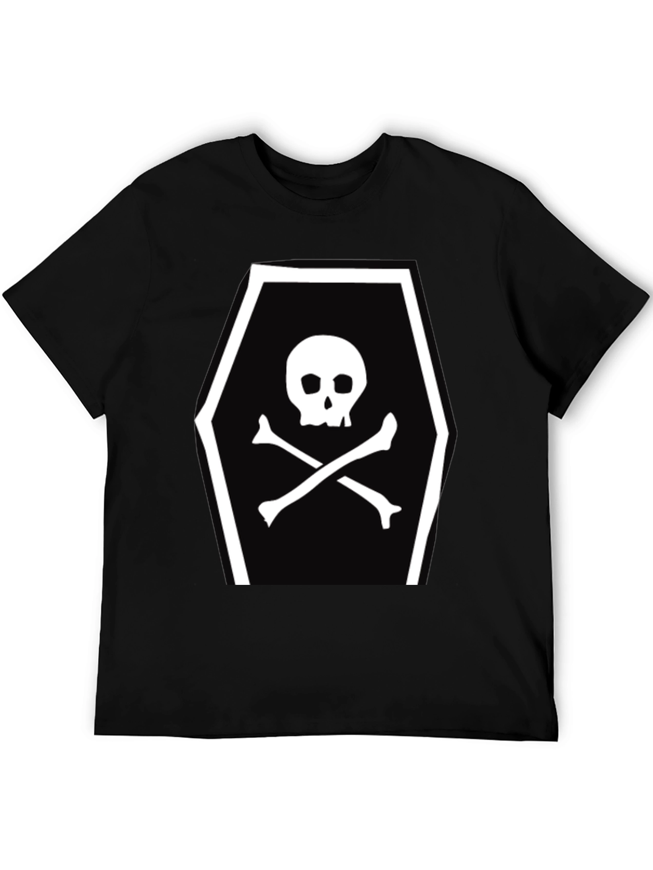 Skull and Crossbones Coffin Graphic Tee - Black