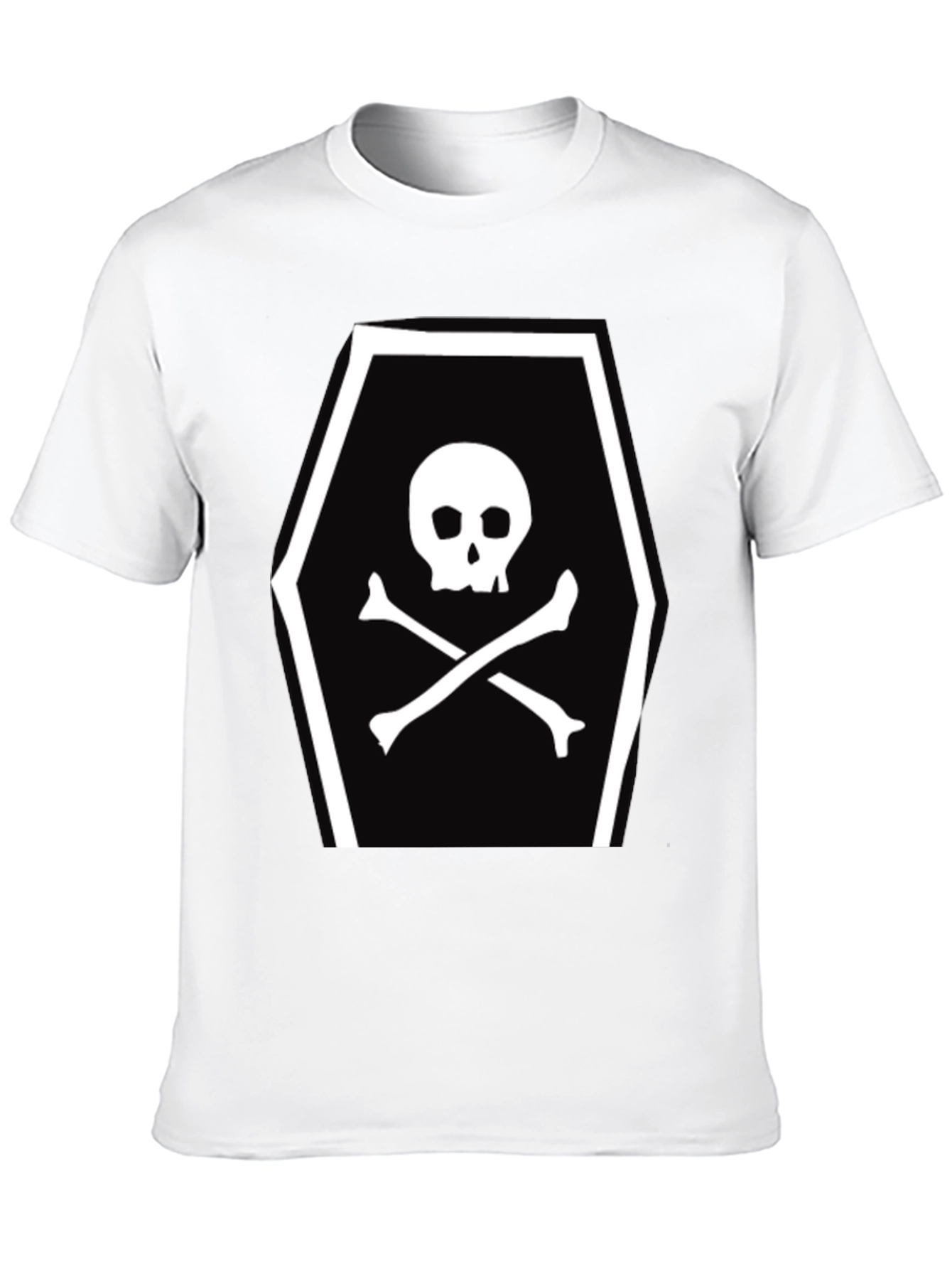 Skull and Crossbones Coffin Graphic Tee - Black