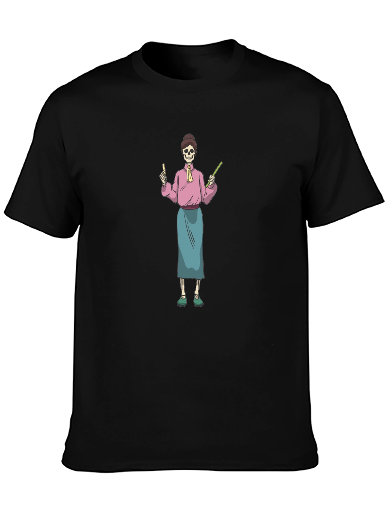 Skeleton Teacher Graphic T-Shirt