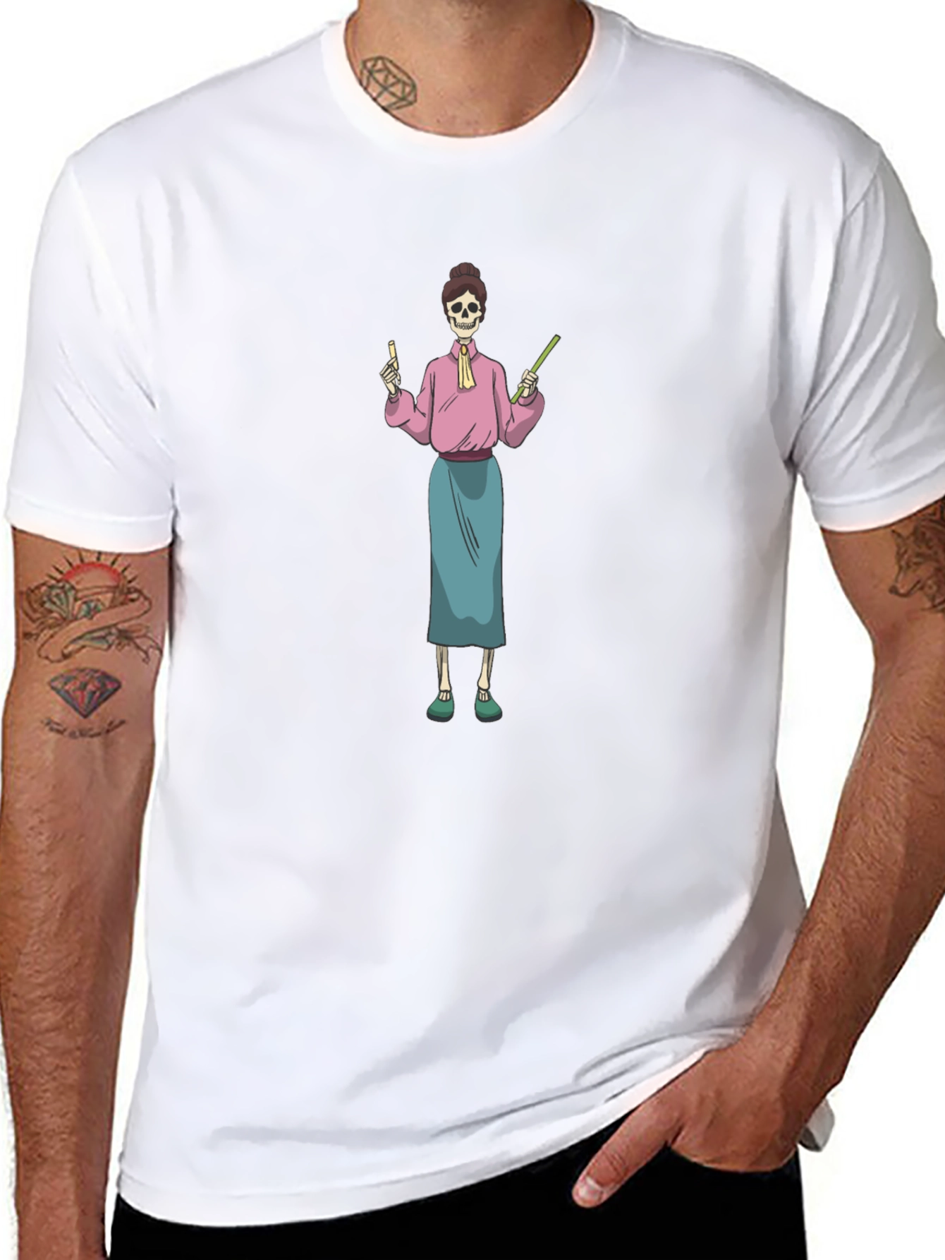 Skeleton Teacher Graphic T-Shirt