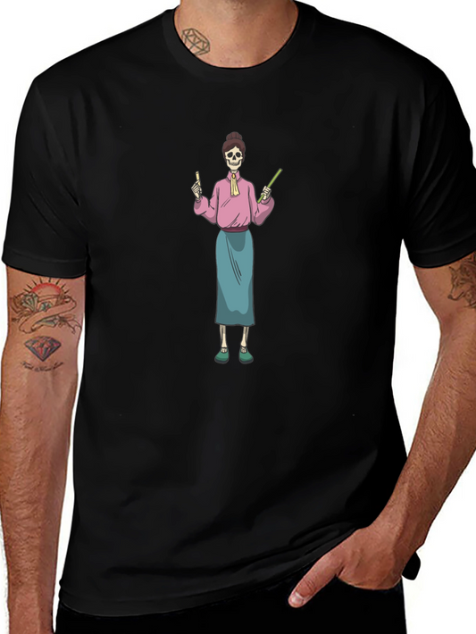 Skeleton Teacher Graphic T-Shirt