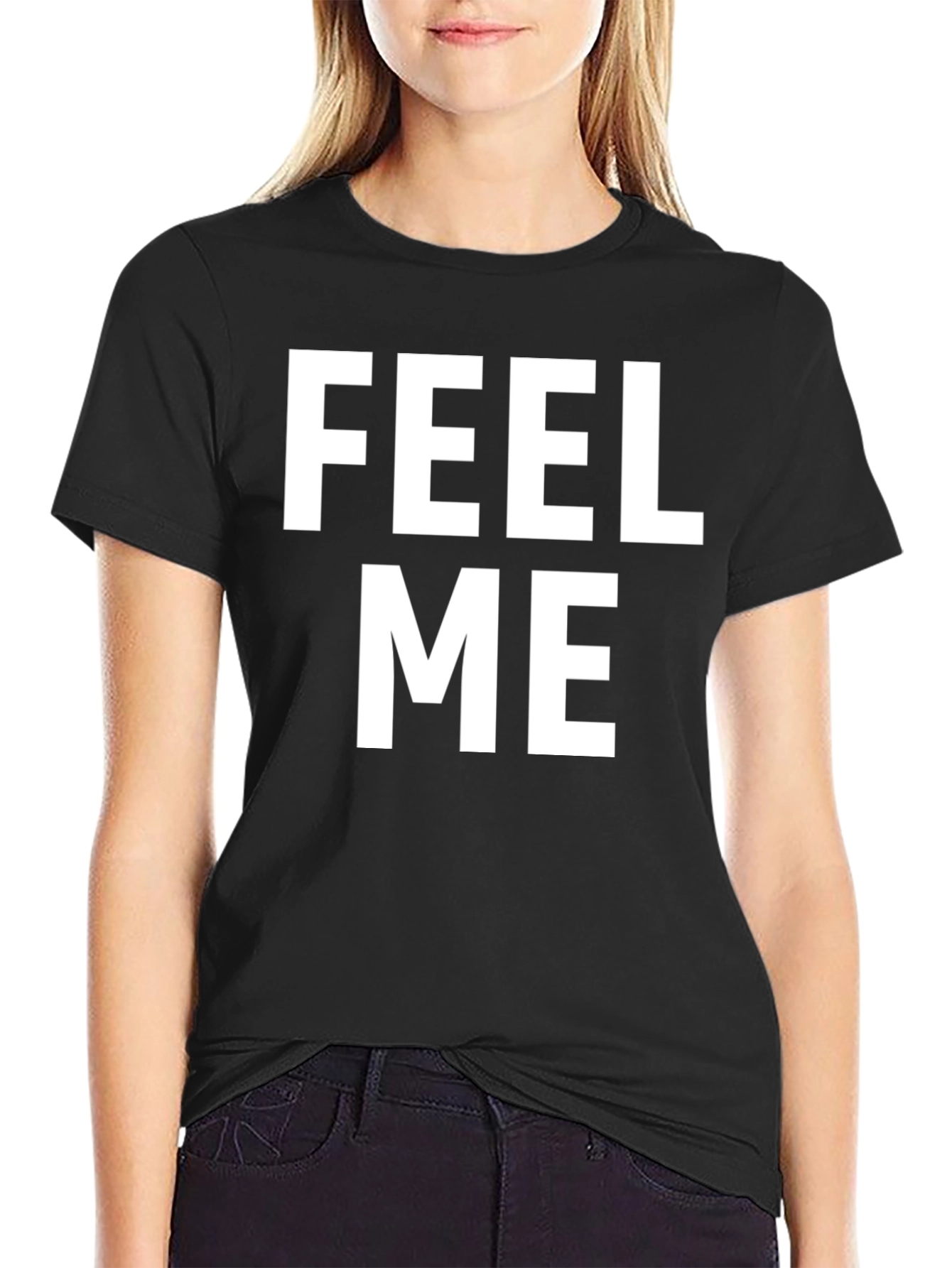 Feel Me Black Graphic Tee