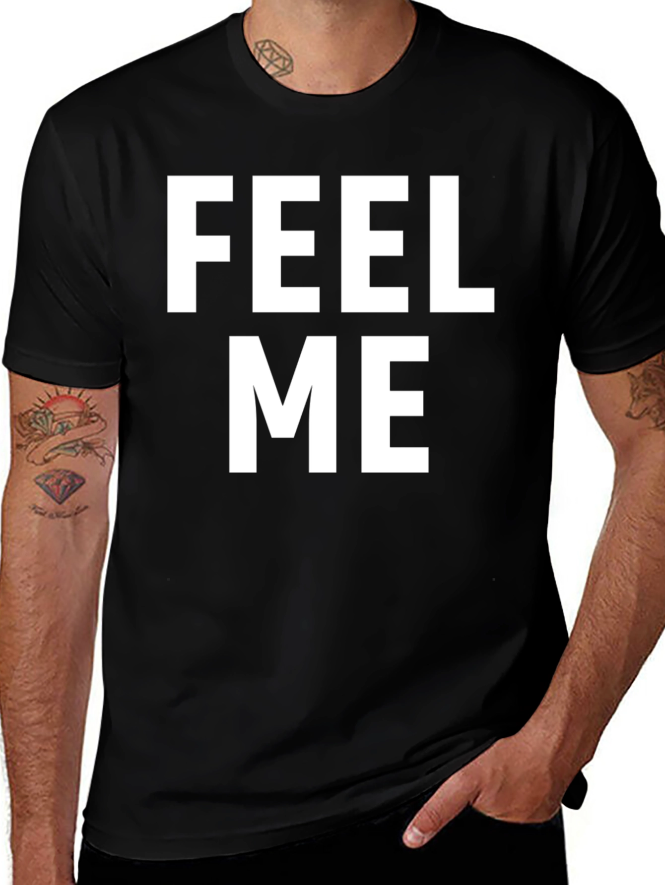 Feel Me Black Graphic Tee