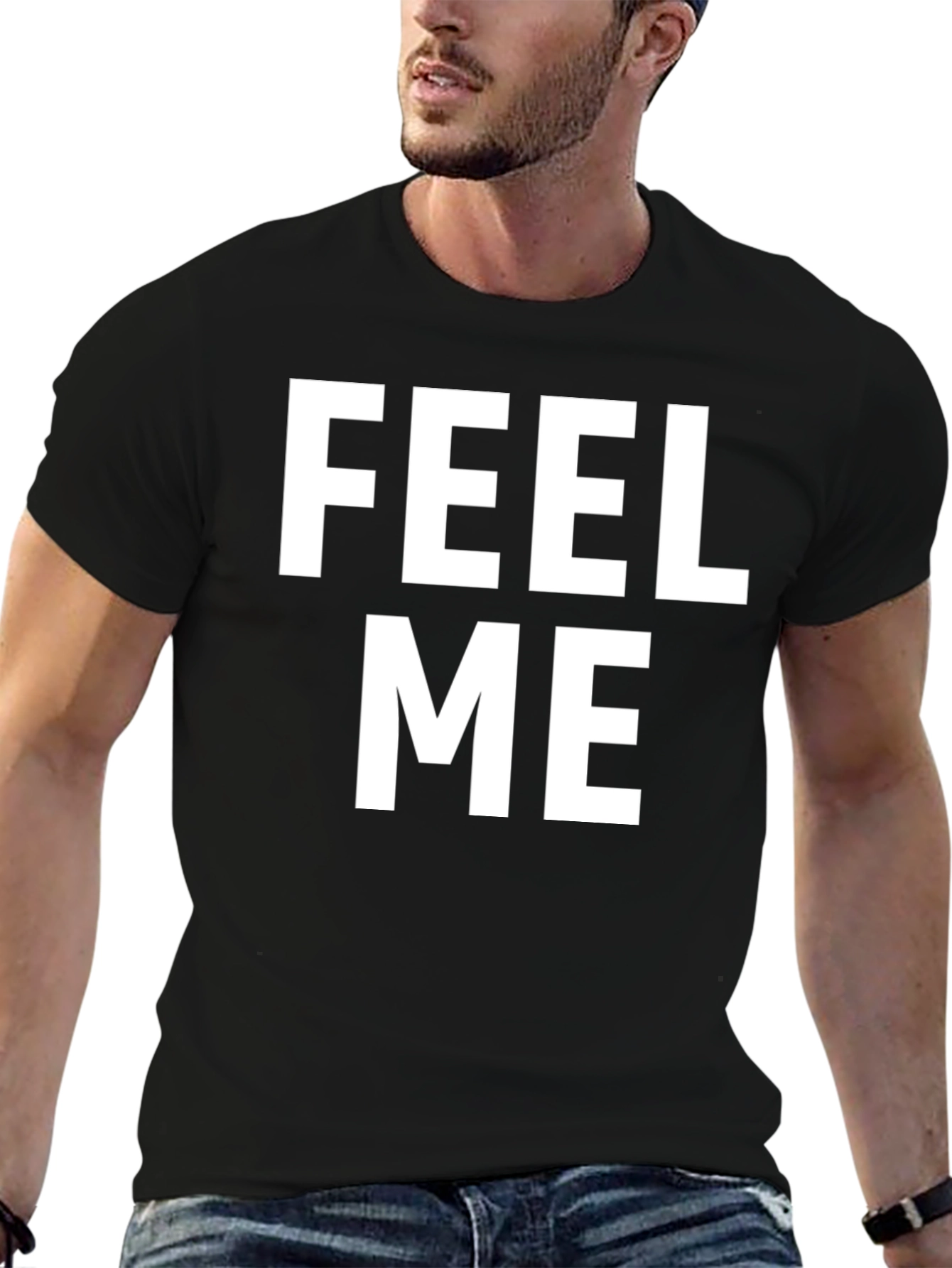 Feel Me Black Graphic Tee