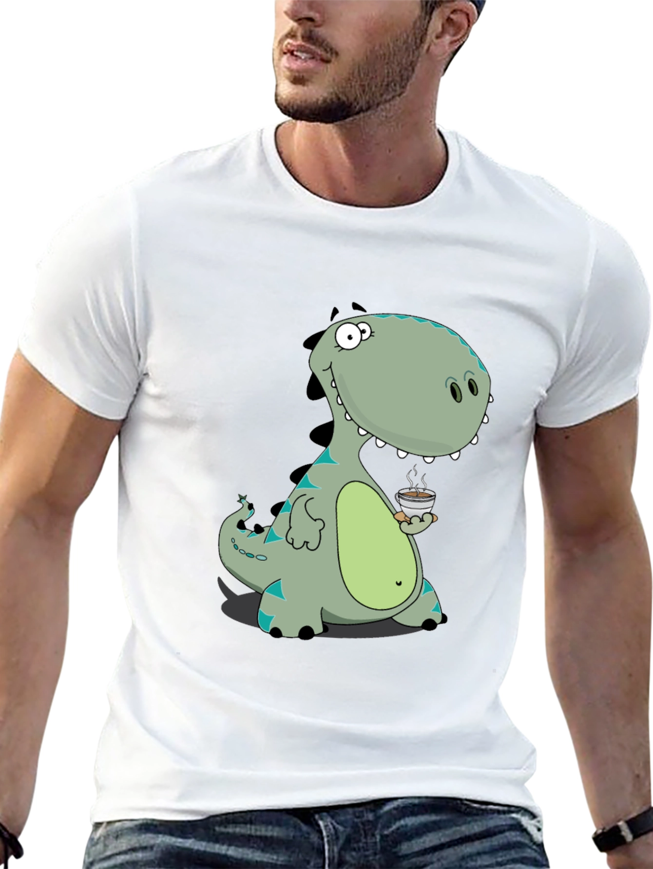 Dino Coffee Graphic Tee - Black