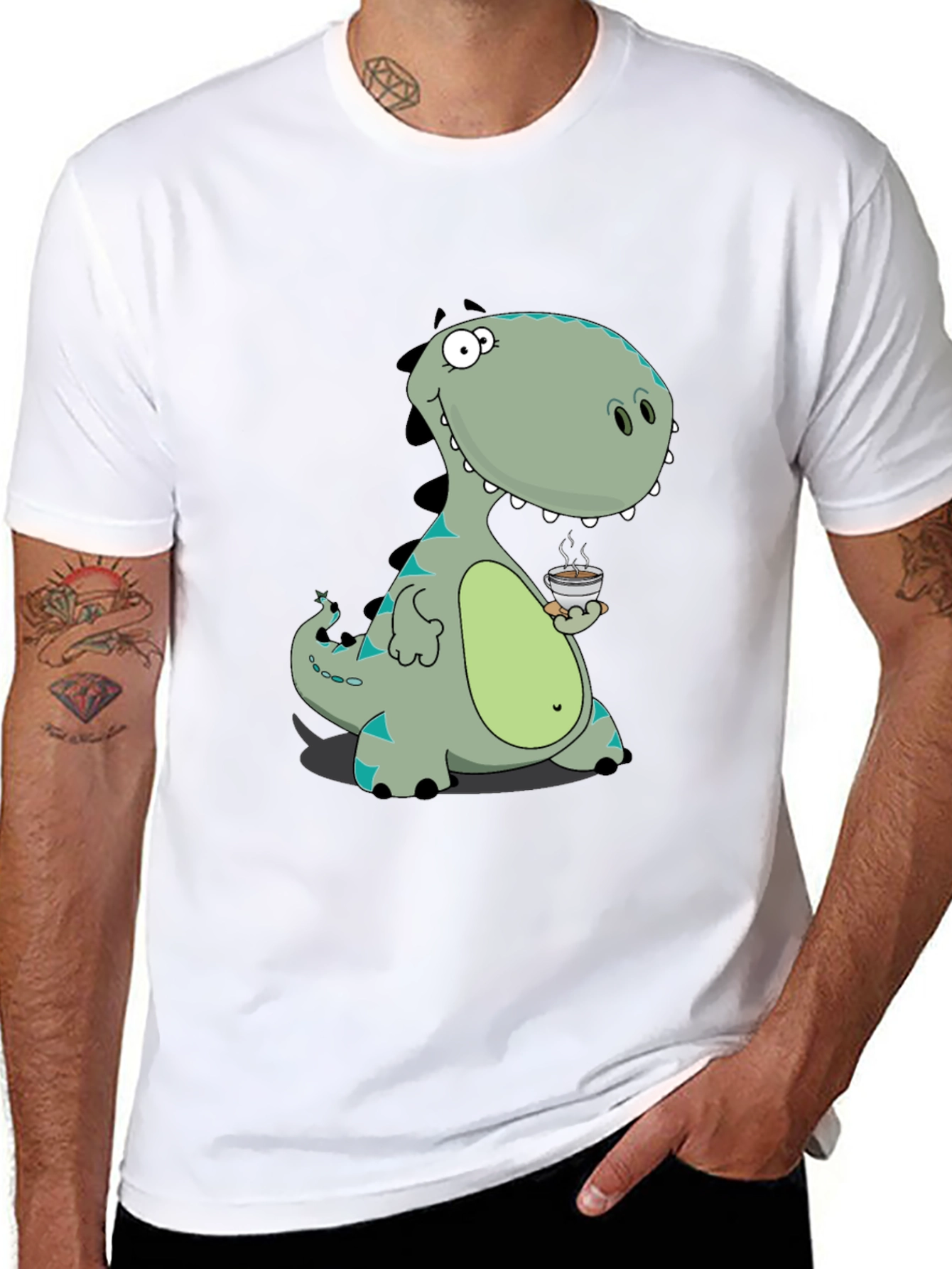 Dino Coffee Graphic Tee - Black