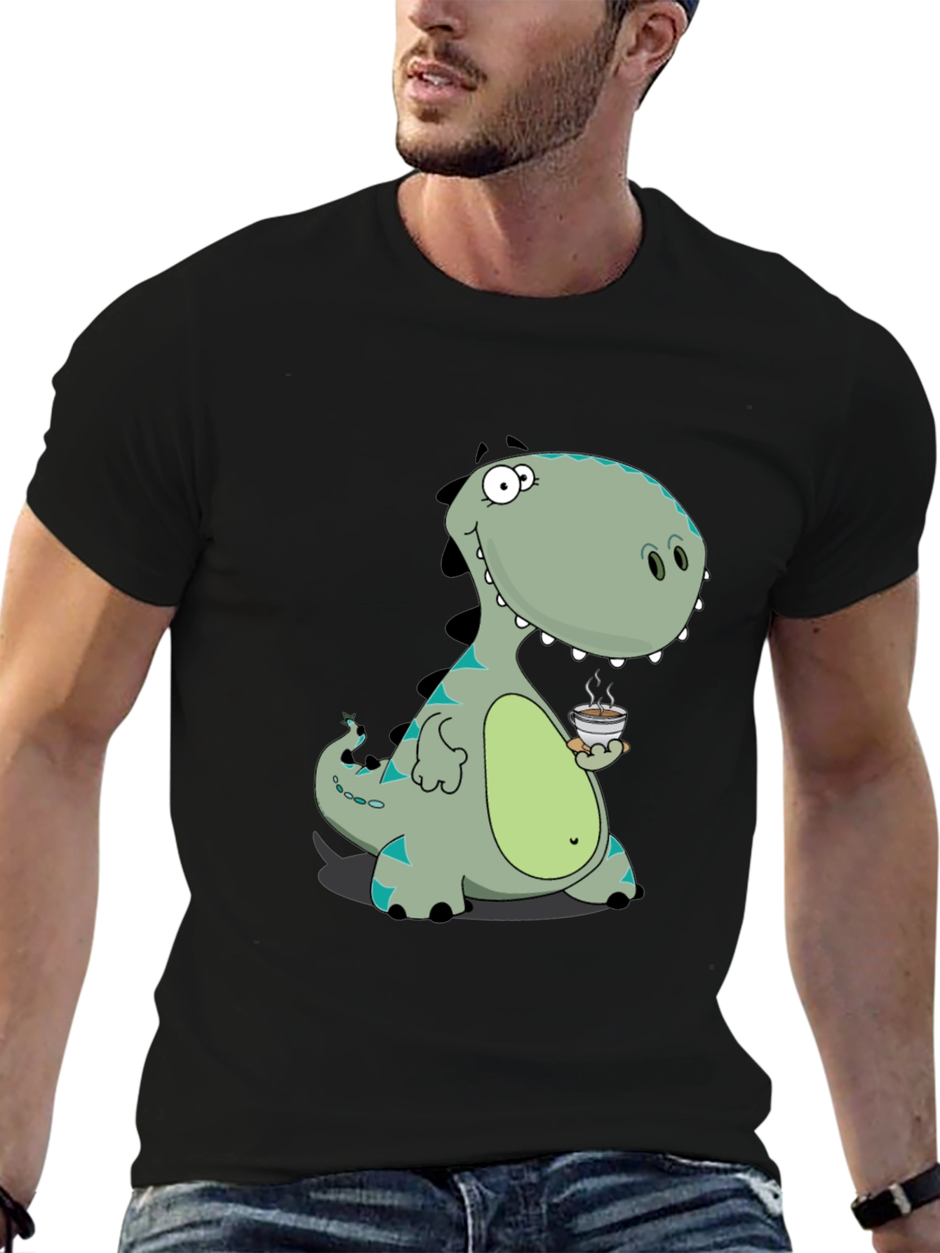 Dino Coffee Graphic Tee - Black