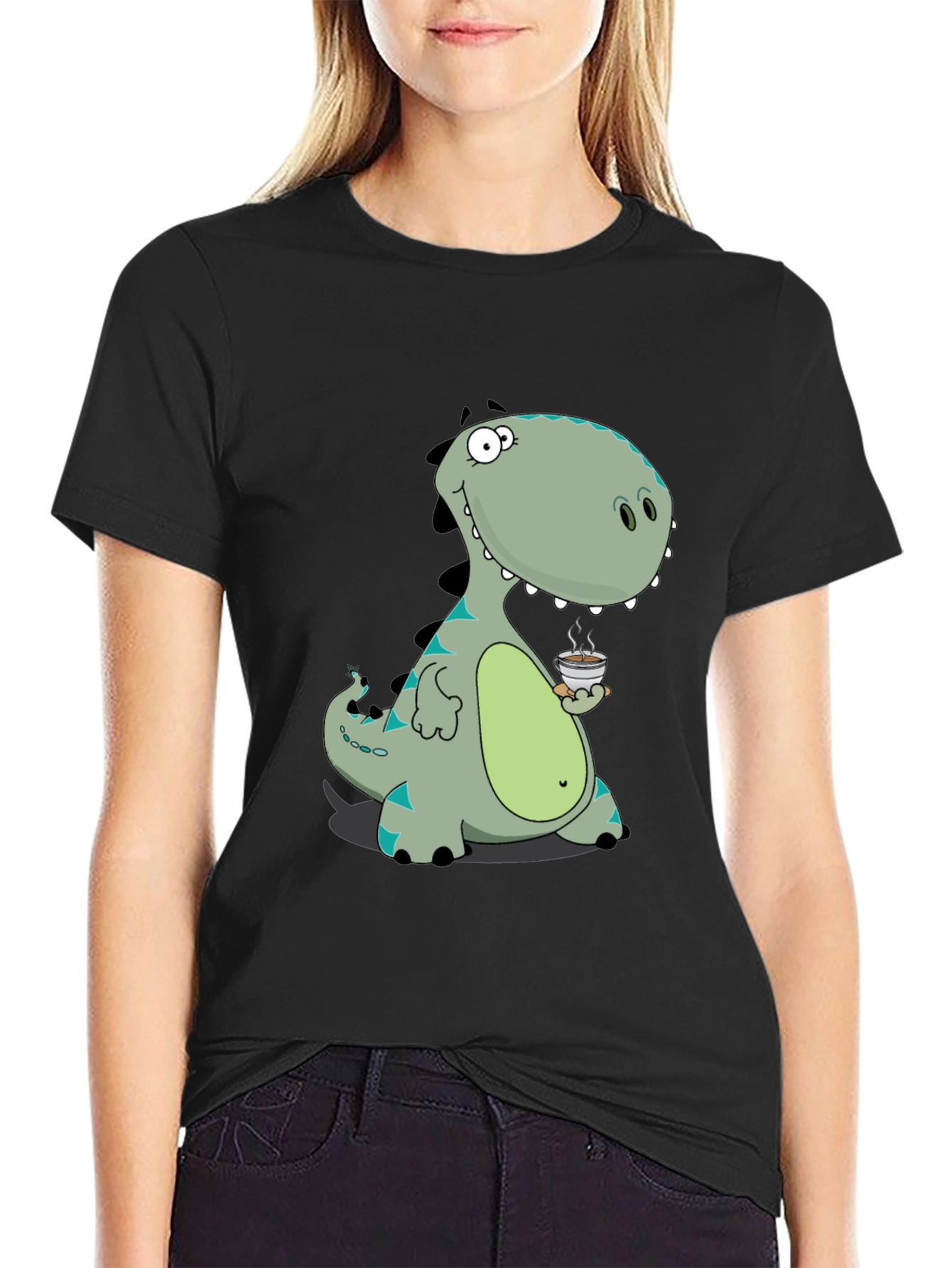 Dino Coffee Graphic Tee - Black