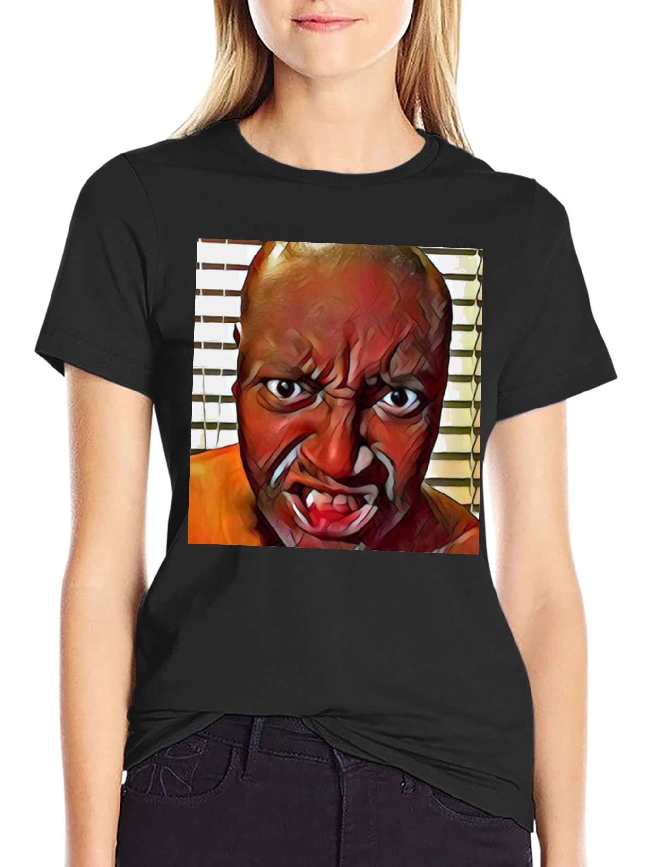 Monster Face Graphic Black T-Shirt