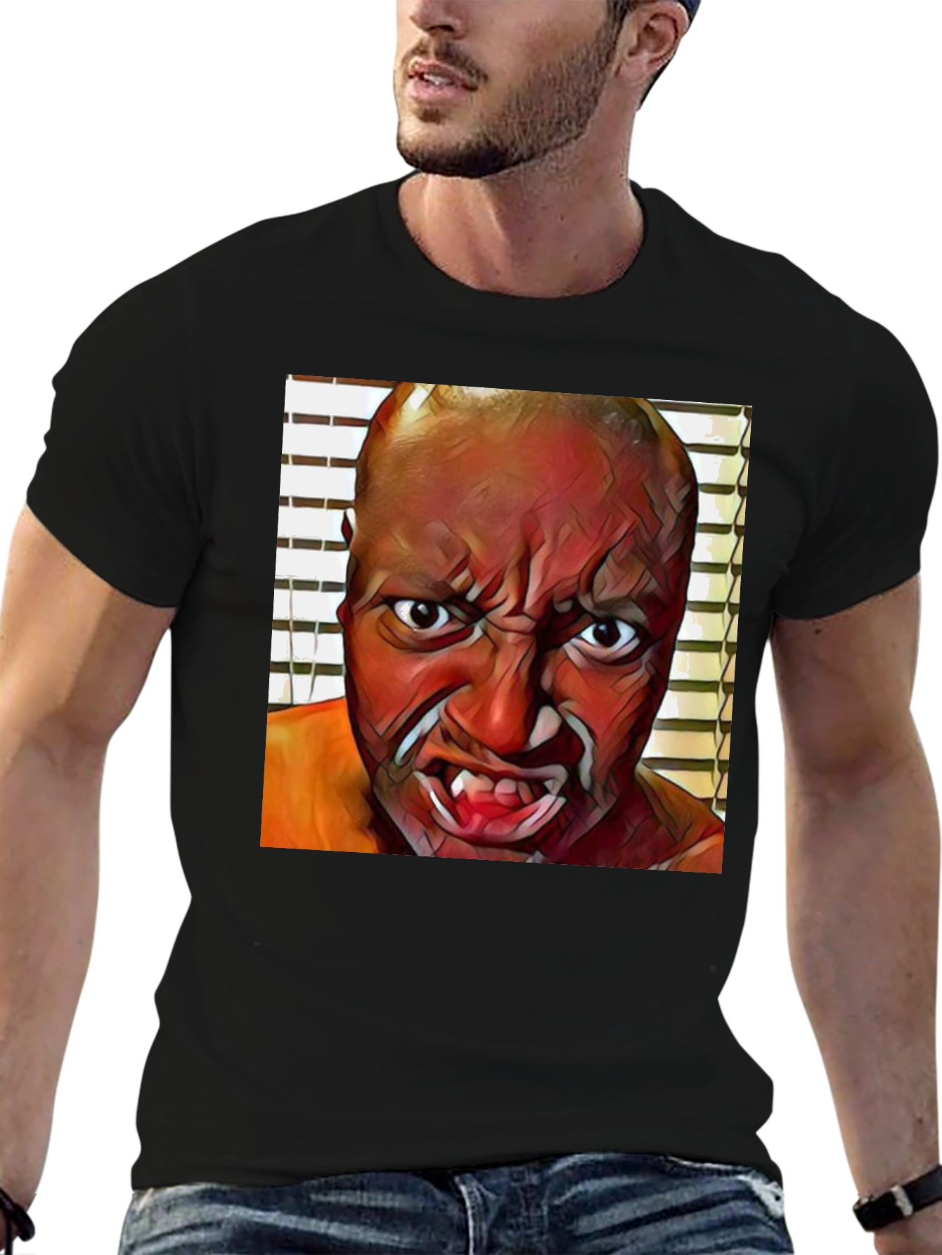 Monster Face Graphic Black T-Shirt