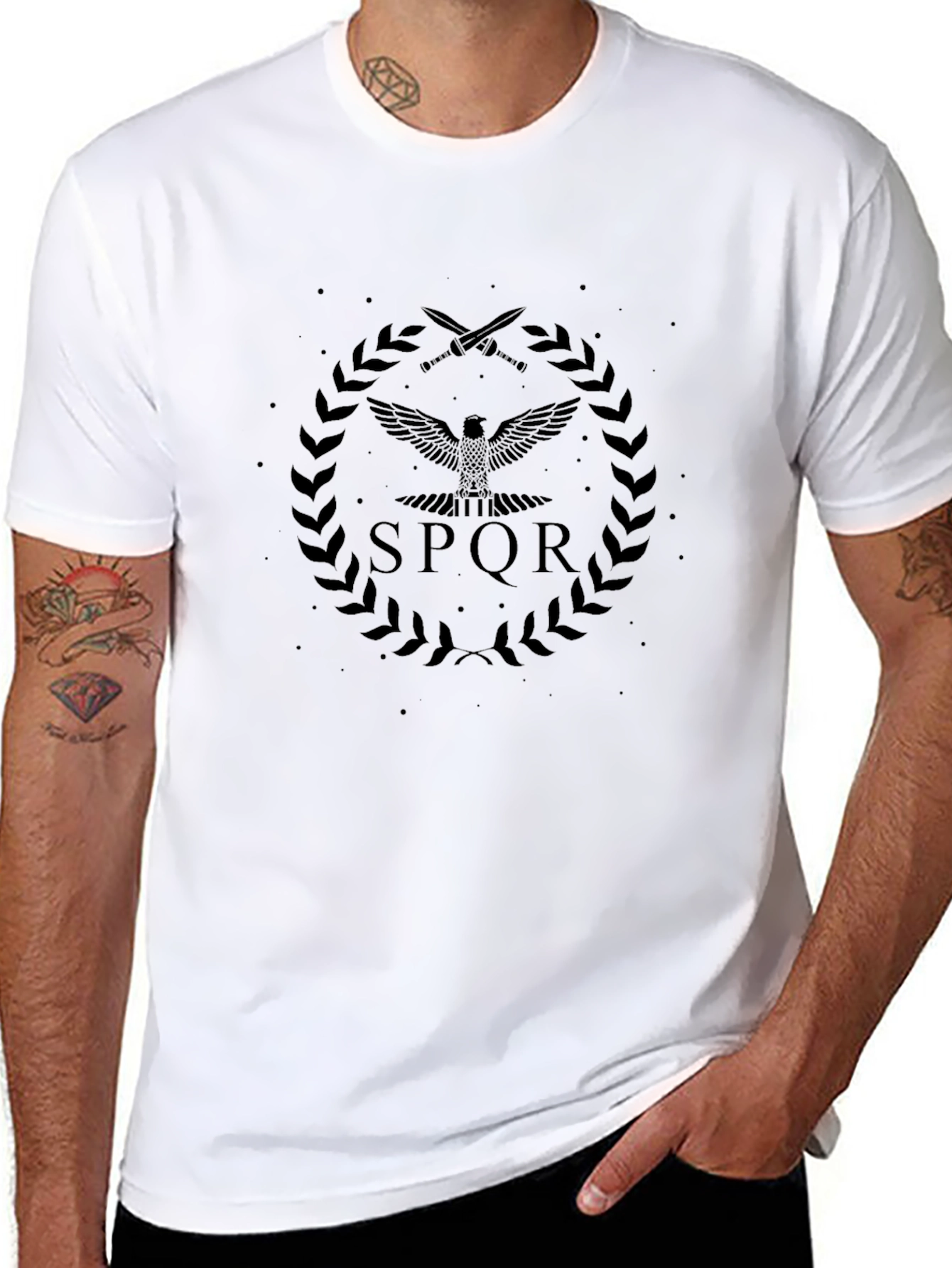 SPQR Eagle Black T-Shirt - Roman Empire Symbol