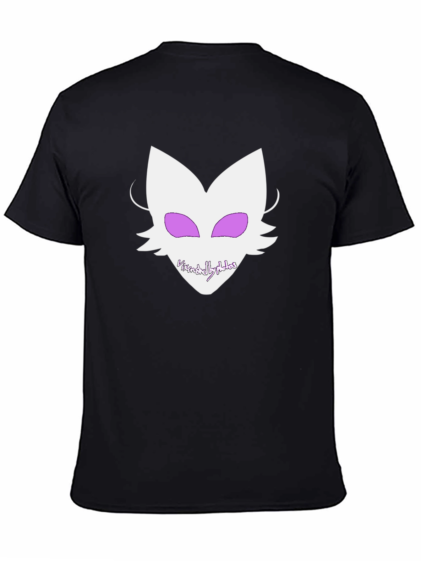 Graphic Tee - White Fox Design on Black Shirt