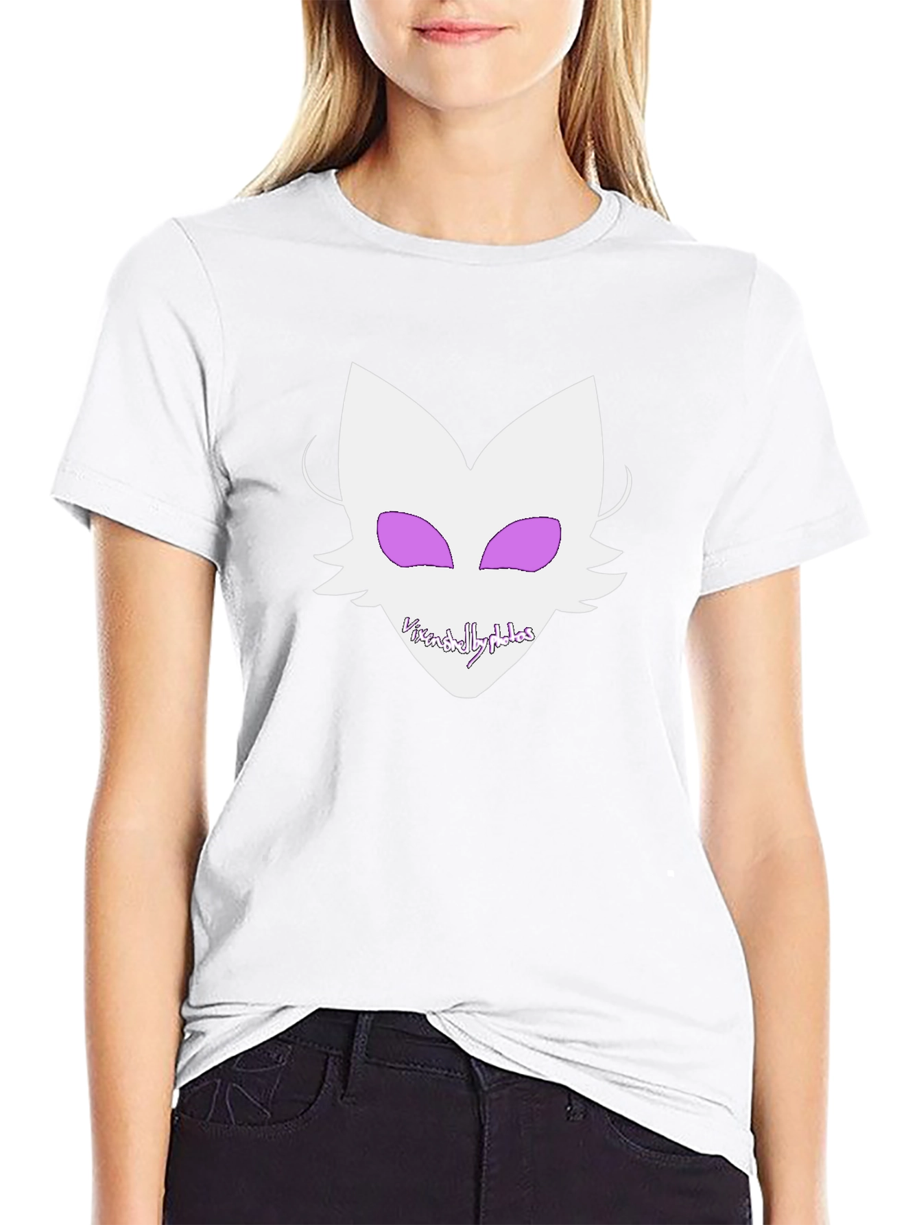Graphic Tee - White Fox Design on Black Shirt