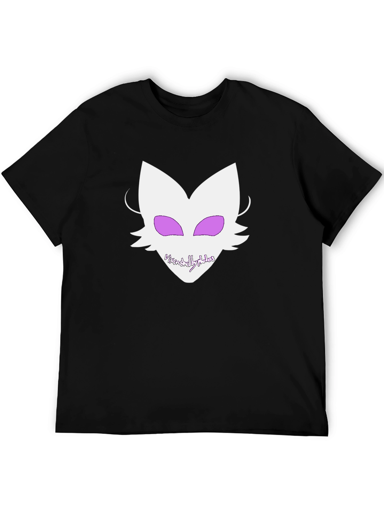 Graphic Tee - White Fox Design on Black Shirt