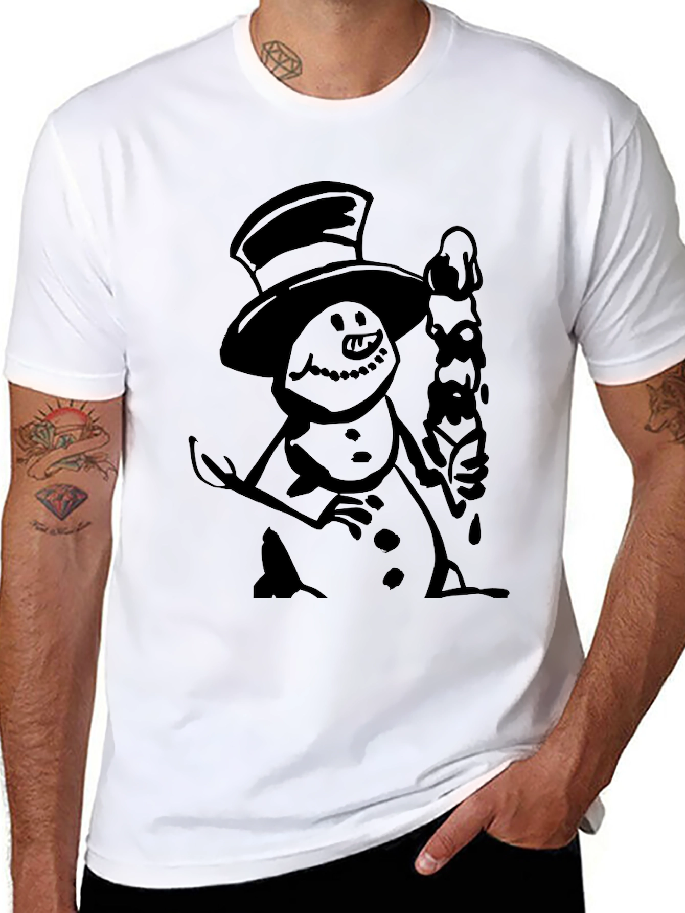 Spooky Snowman Black Graphic Tee