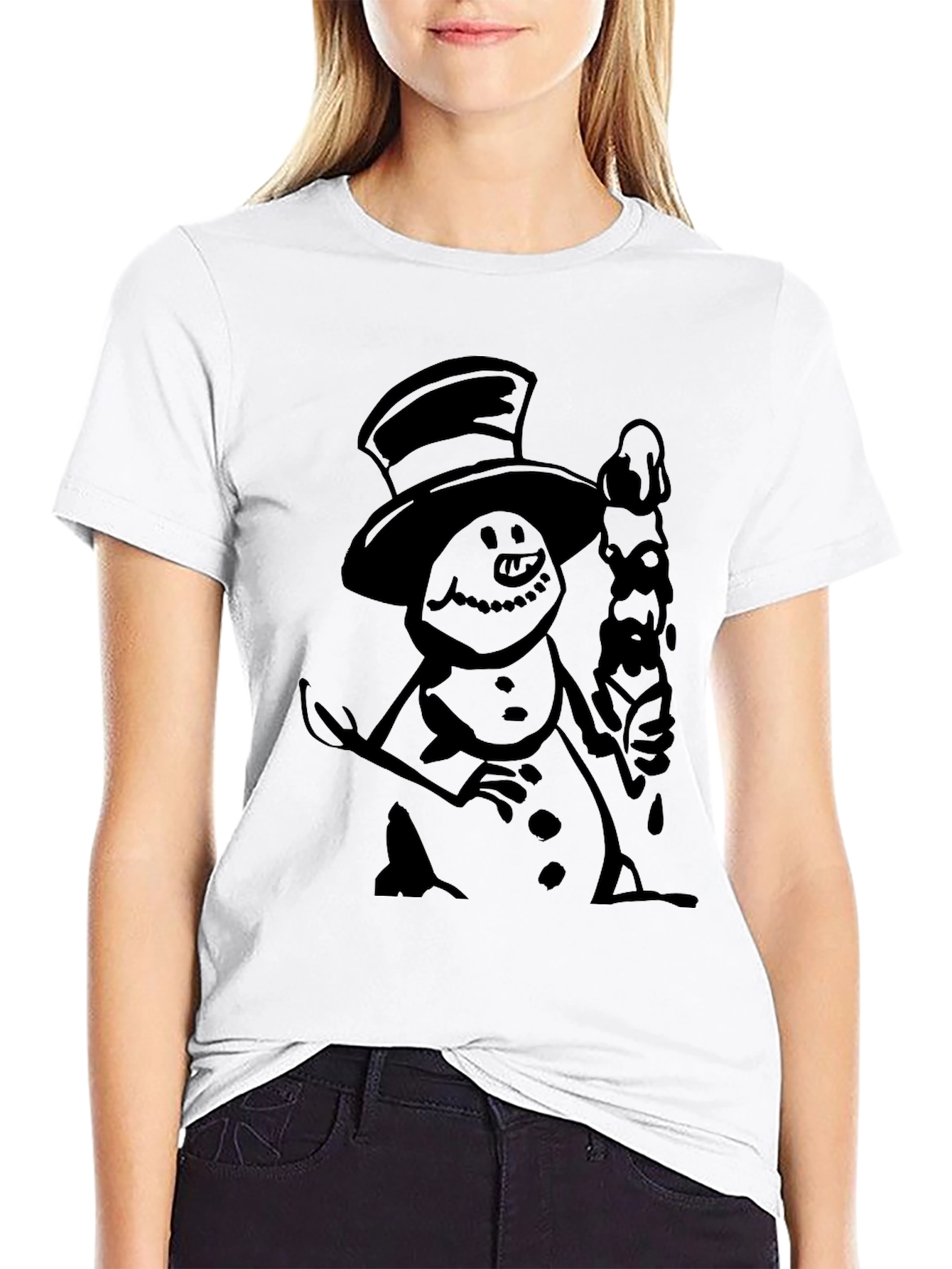 Spooky Snowman Black Graphic Tee