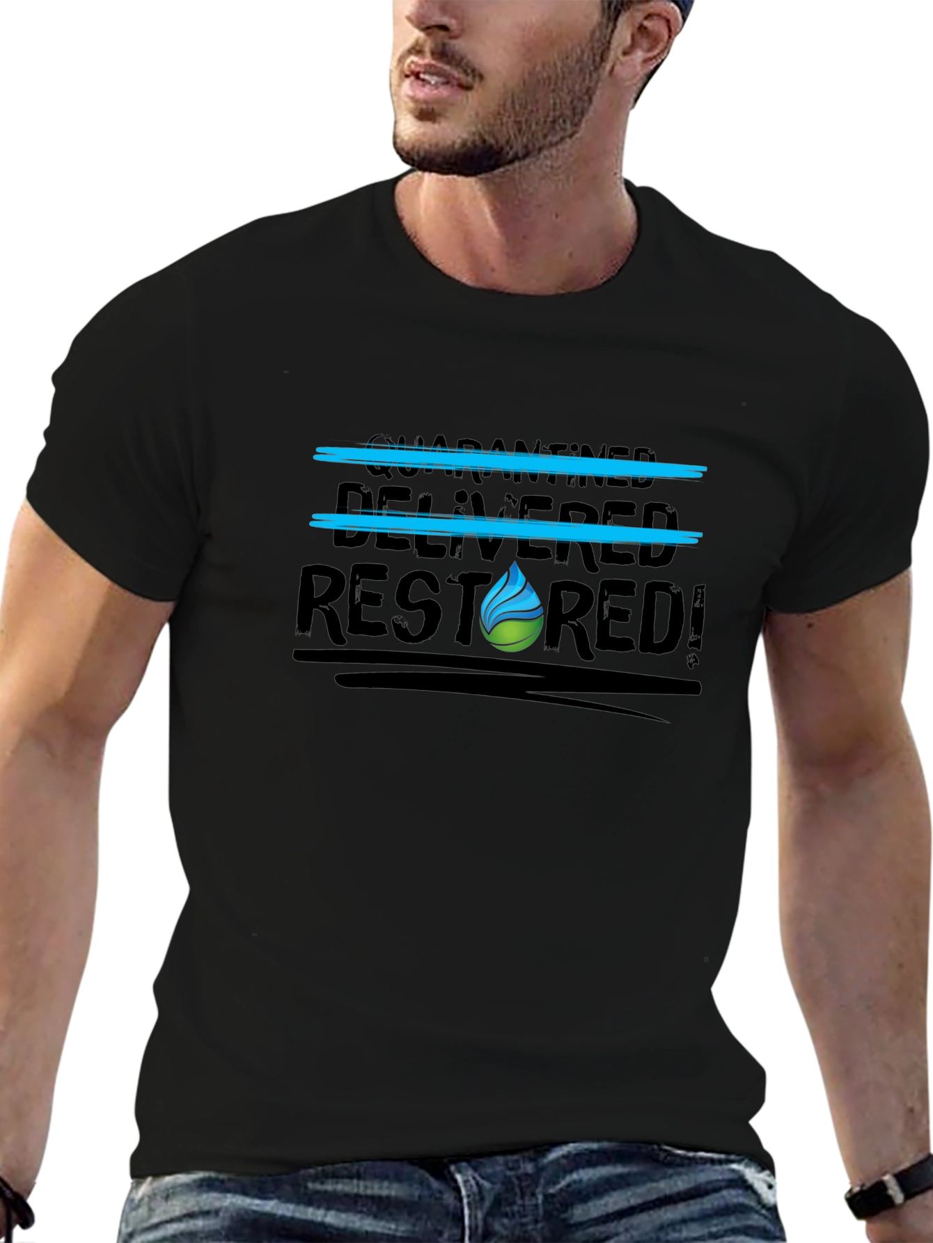 Restored Graphic Tee - Black Cotton Blend