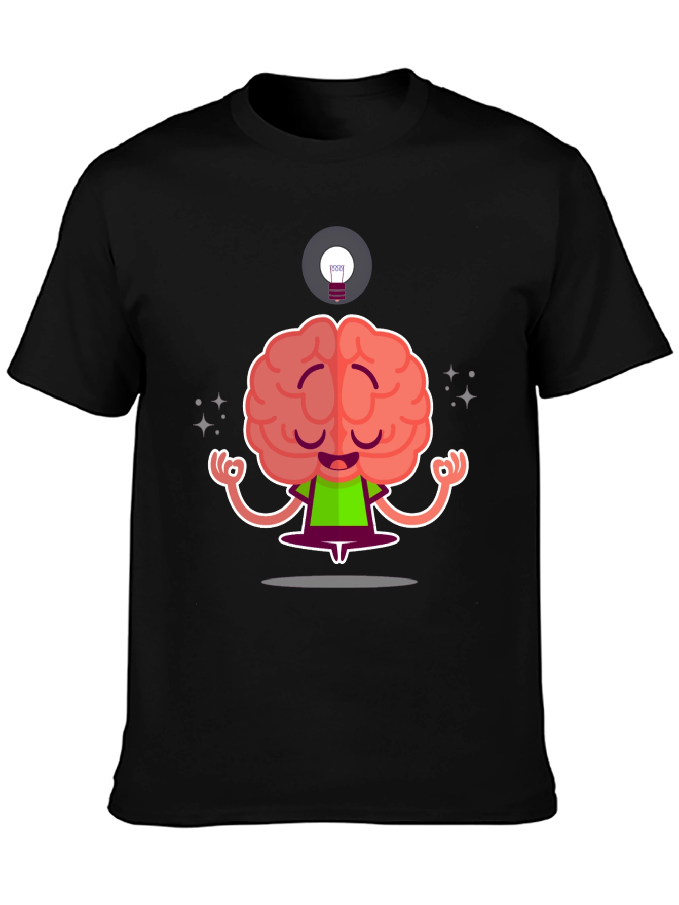 Zen Brain Black T-Shirt - Meditating Mind