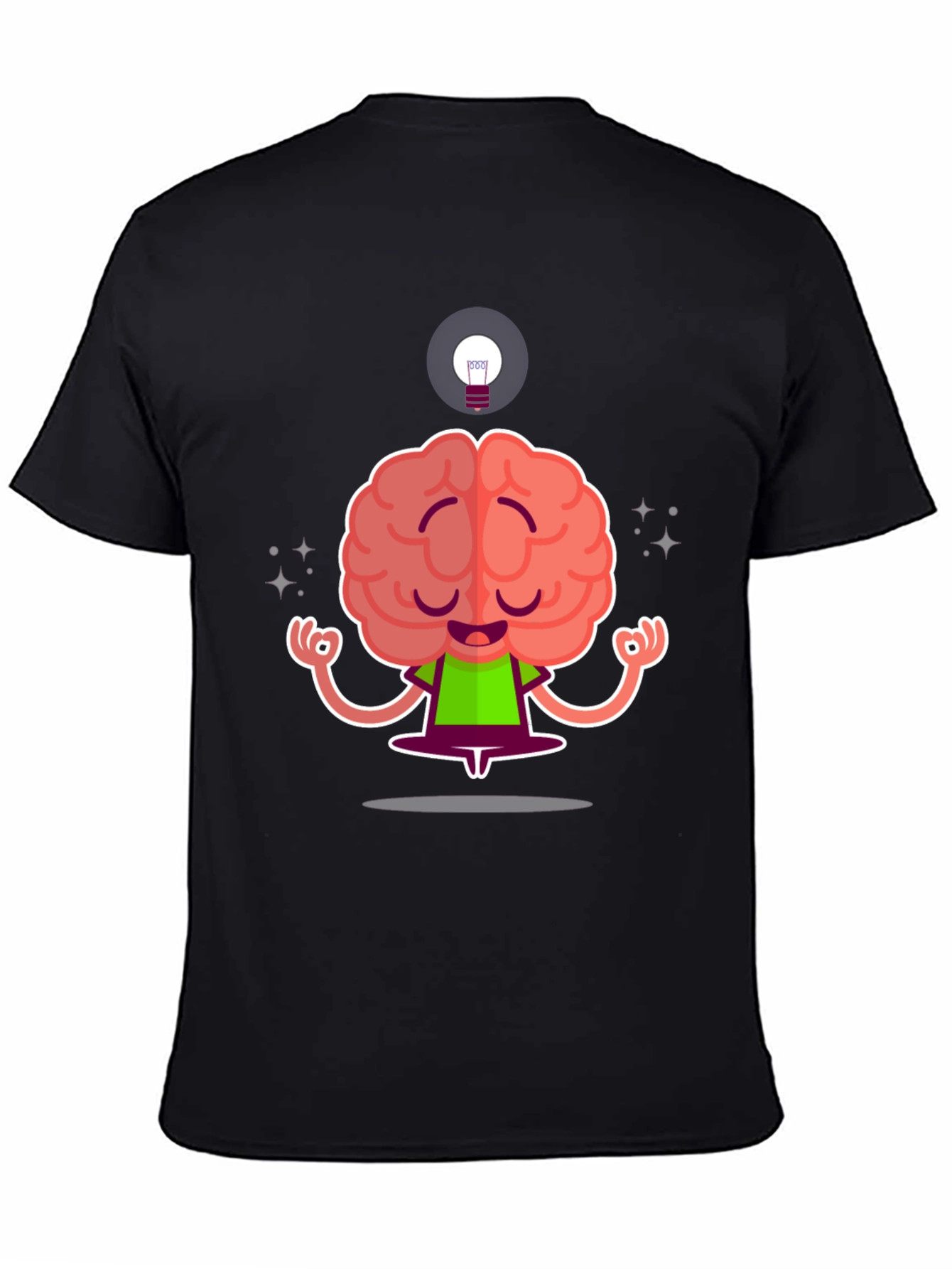 Zen Brain Black T-Shirt - Meditating Mind