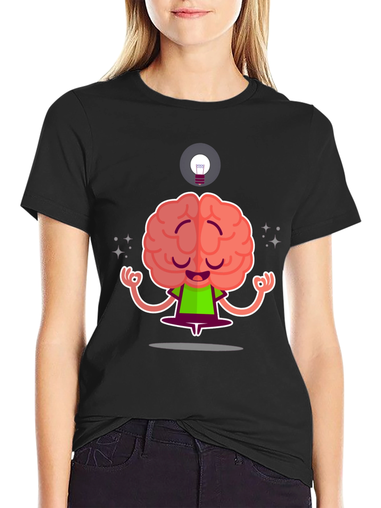 Zen Brain Black T-Shirt - Meditating Mind