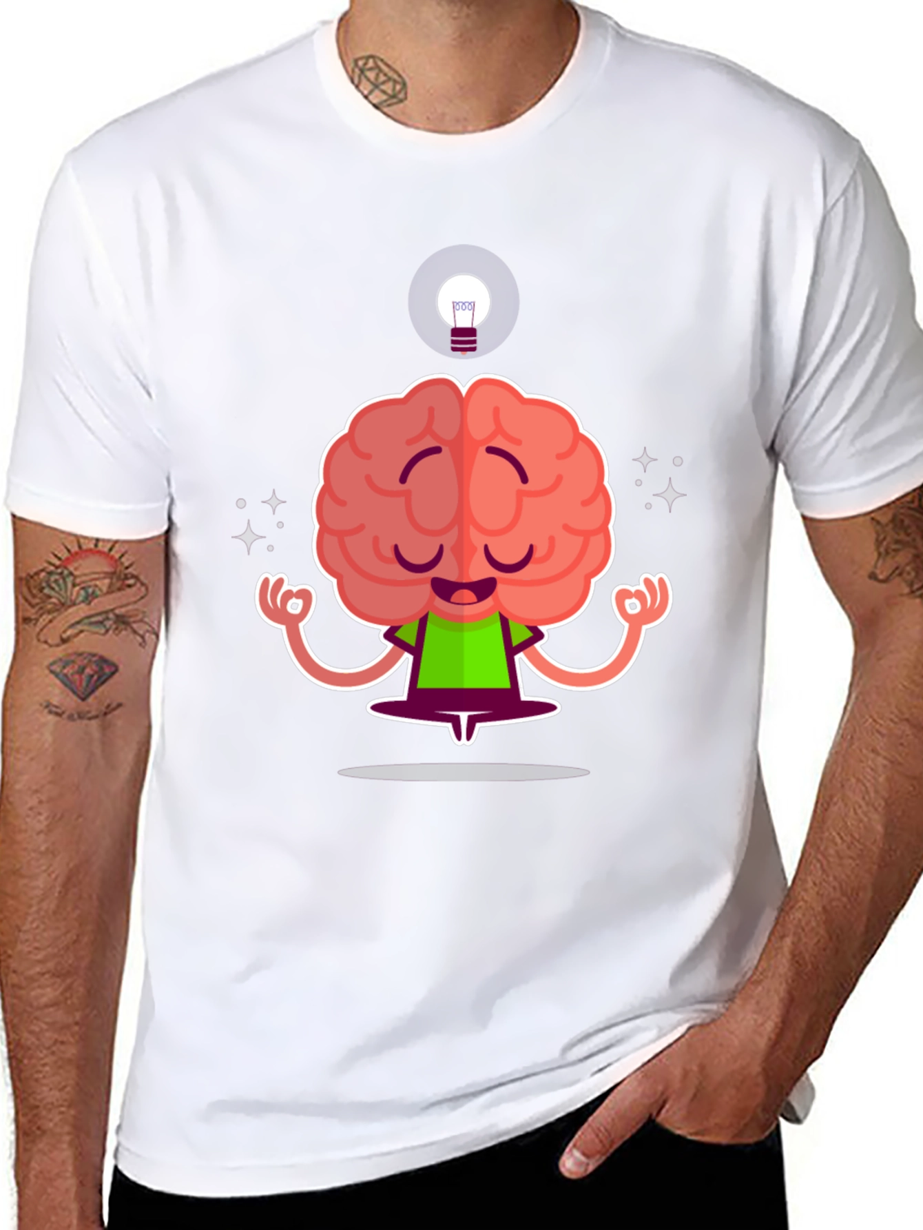 Zen Brain Black T-Shirt - Meditating Mind