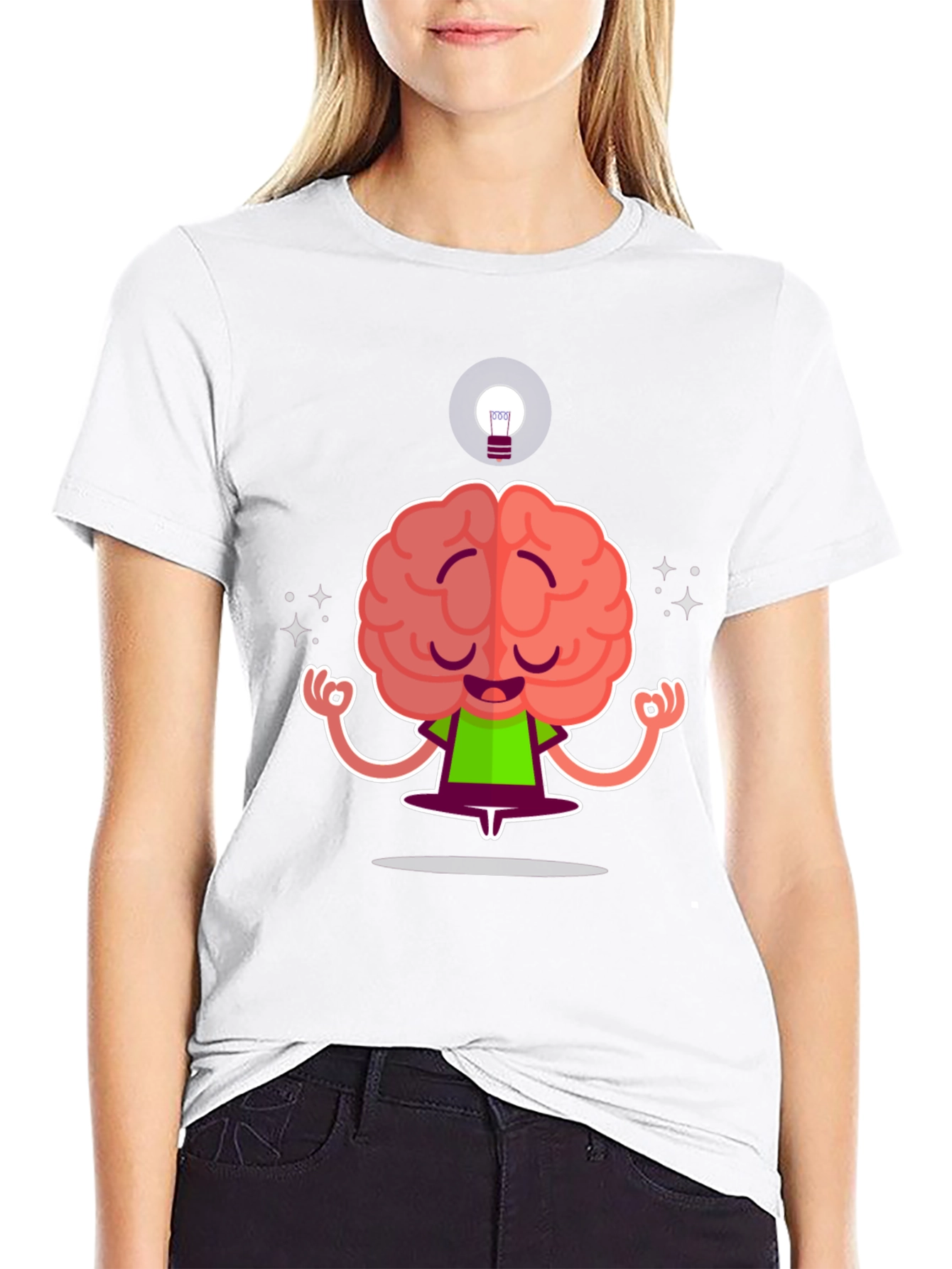 Zen Brain Black T-Shirt - Meditating Mind