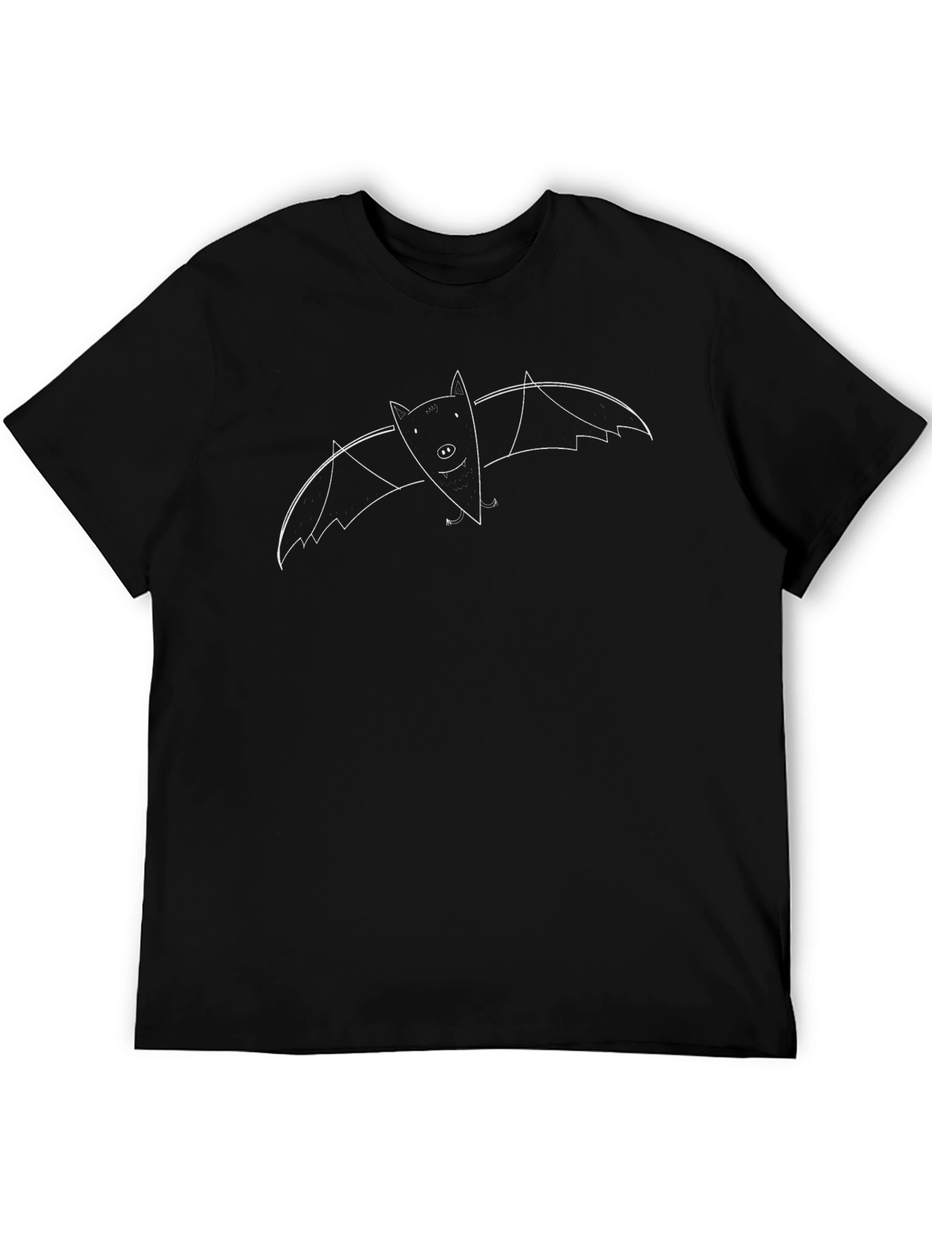 Mens Black T-Shirt with Bat Graphic