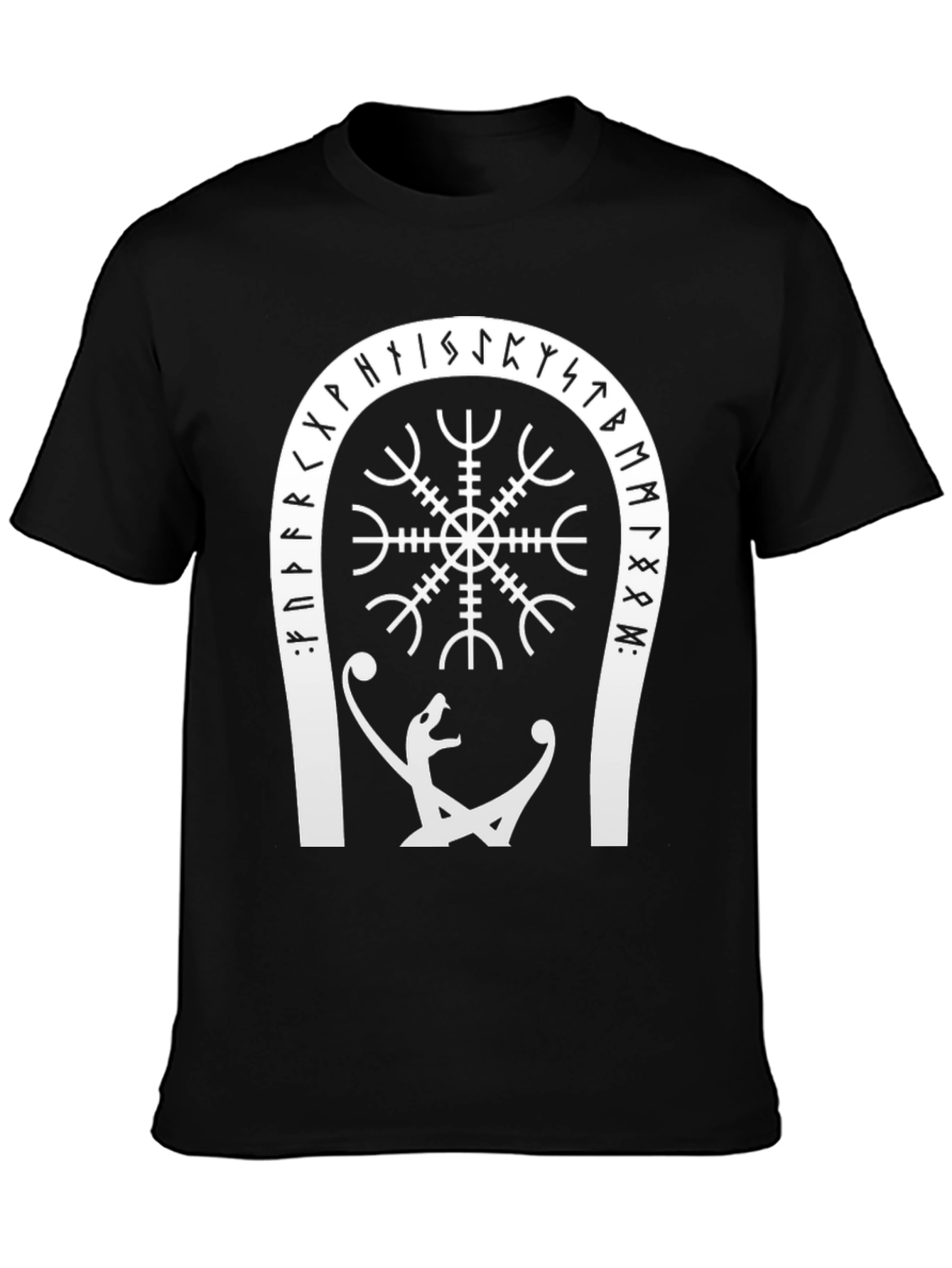 Viking Rune Compass Graphic Tee - Black
