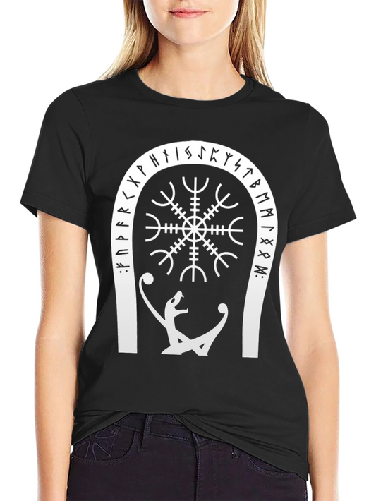 Viking Rune Compass Graphic Tee - Black