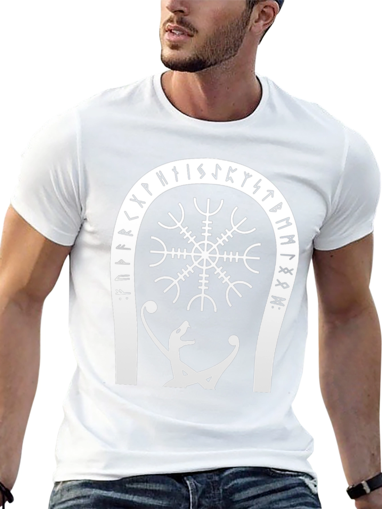 Viking Rune Compass Graphic Tee - Black