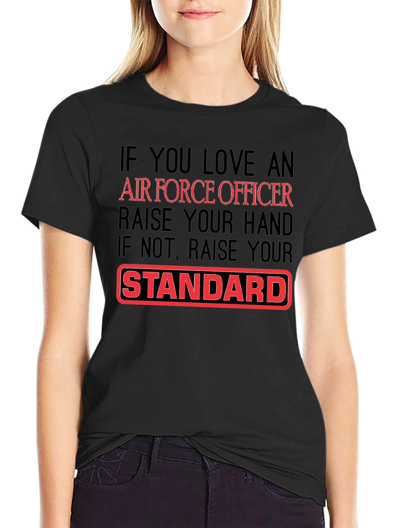 Air Force Officer Graphic T-Shirt - Black