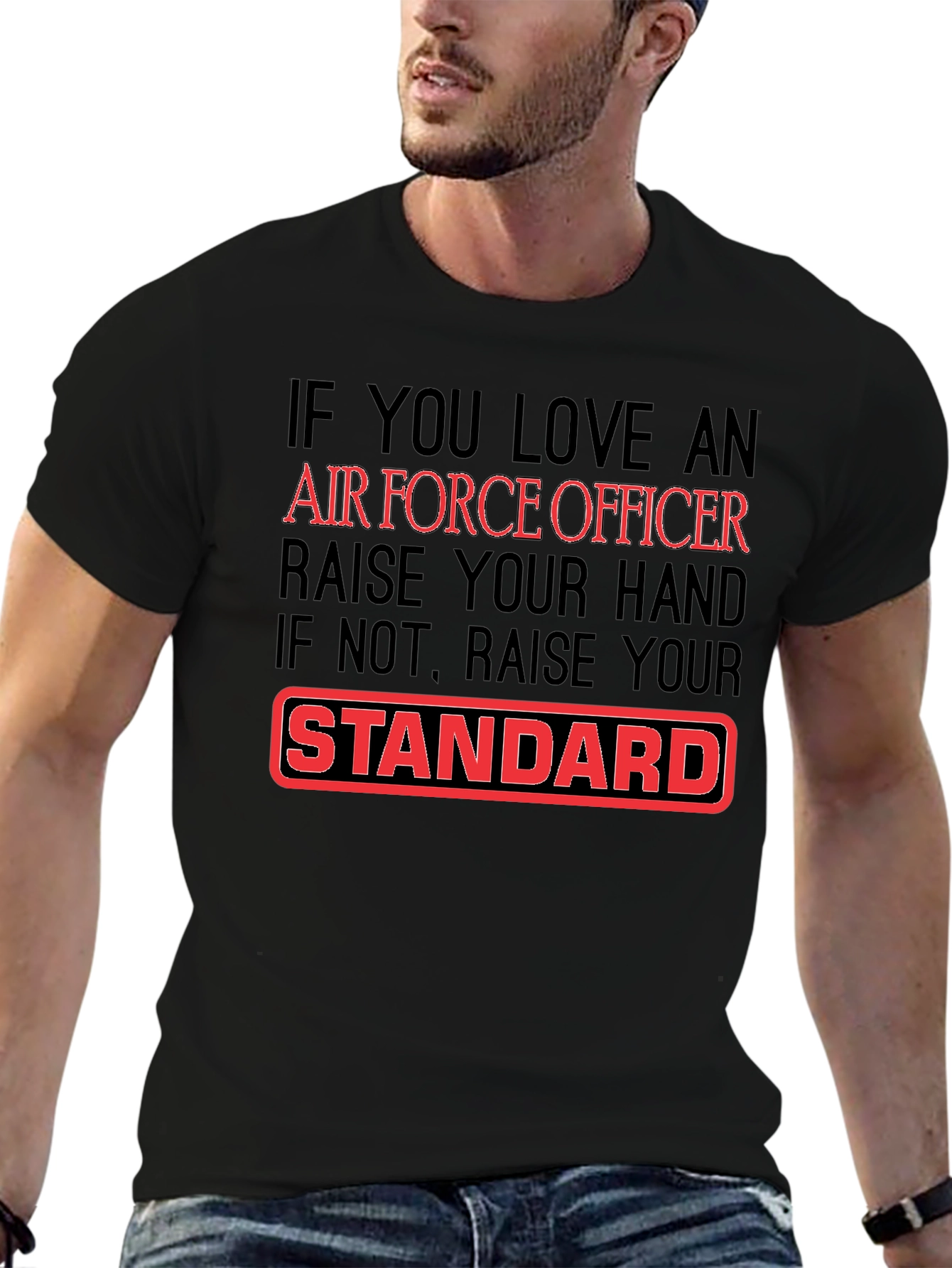 Air Force Officer Graphic T-Shirt - Black