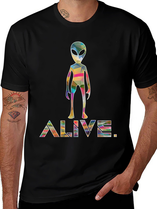 Alive Alien Graphic Tee - Trendy Space T-Shirt