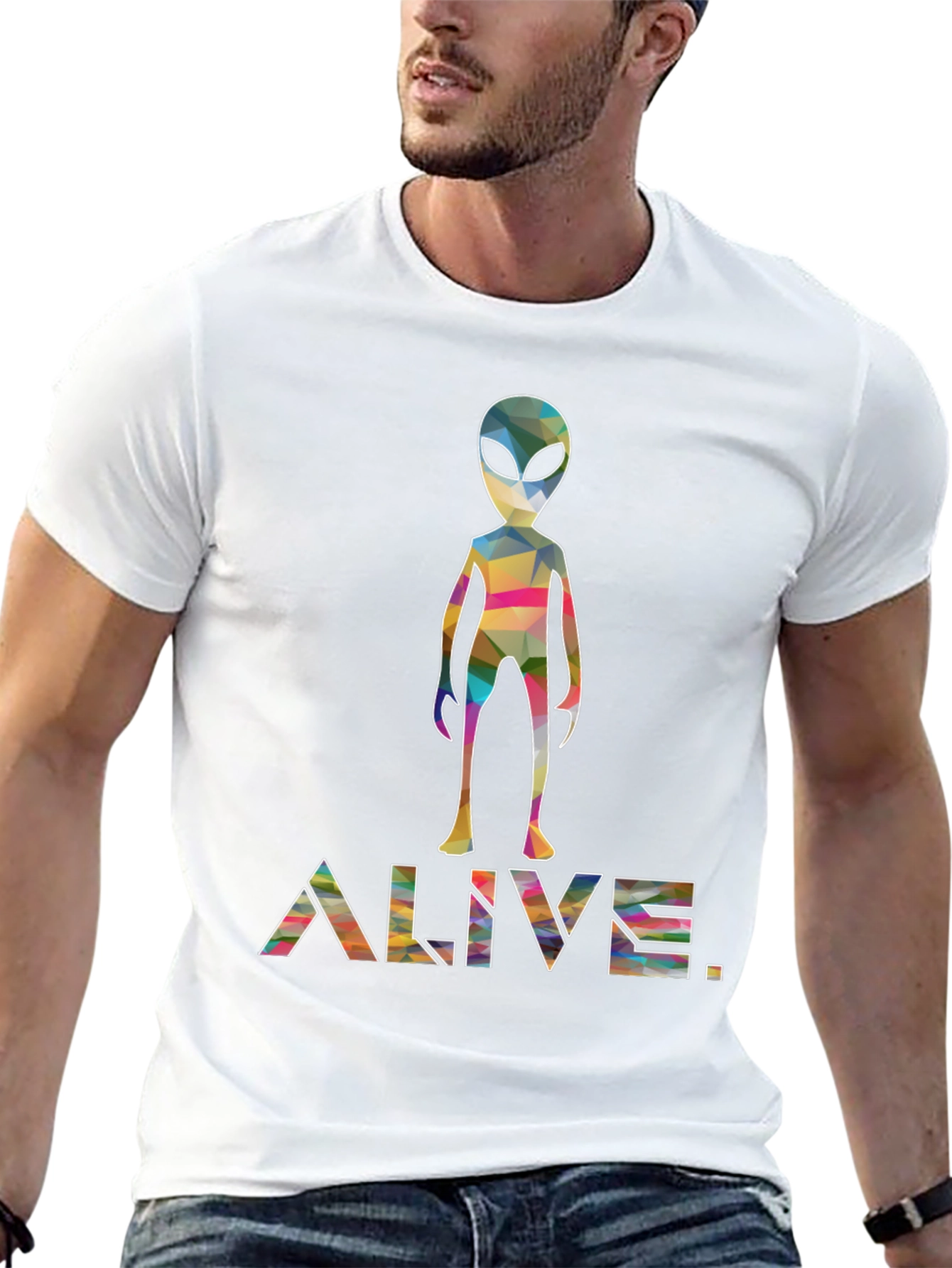 Alive Alien Graphic Tee - Trendy Space T-Shirt