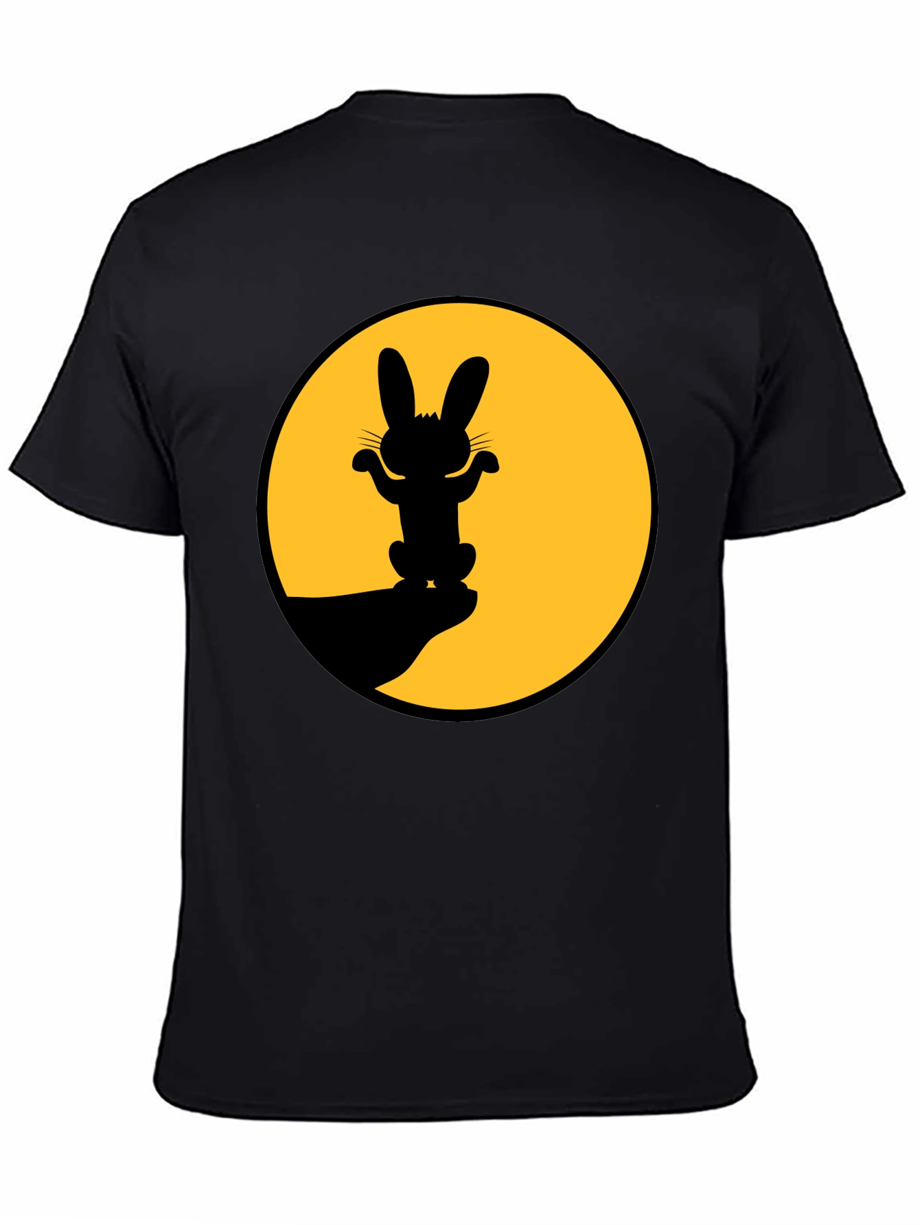 Rabbit Silhouette Graphic Tee - Black Cotton Blend Shirt