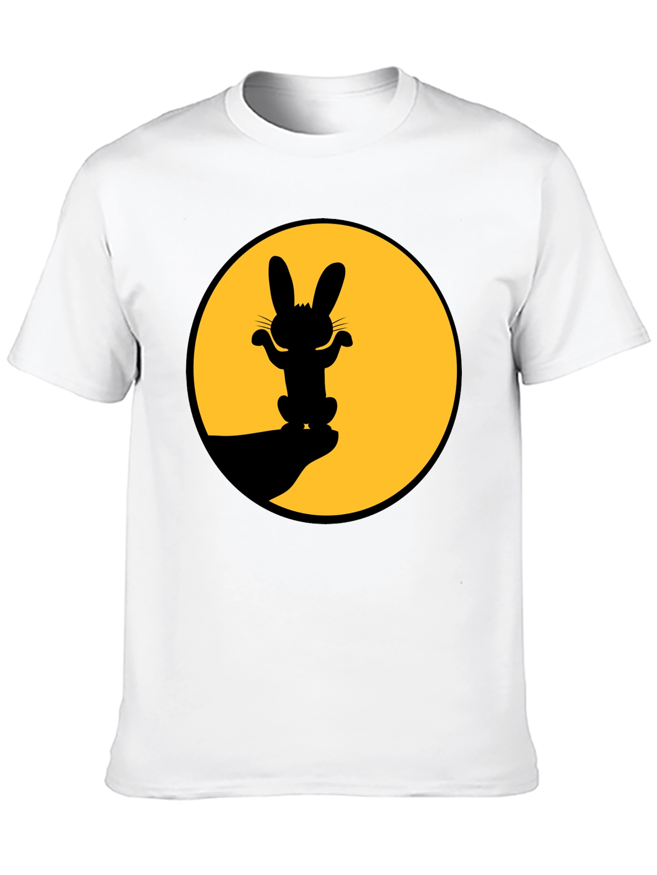 Rabbit Silhouette Graphic Tee - Black Cotton Blend Shirt