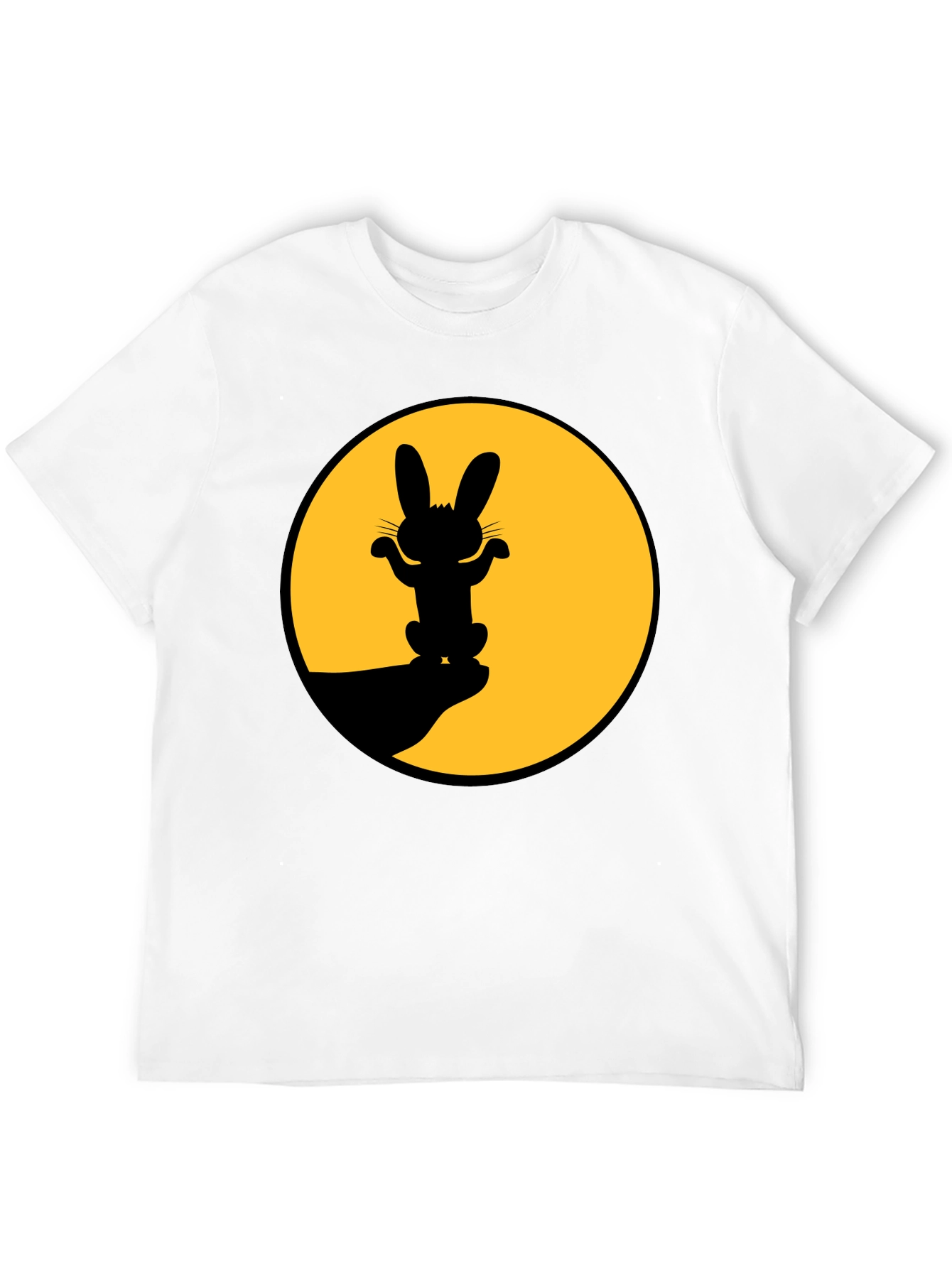 Rabbit Silhouette Graphic Tee - Black Cotton Blend Shirt