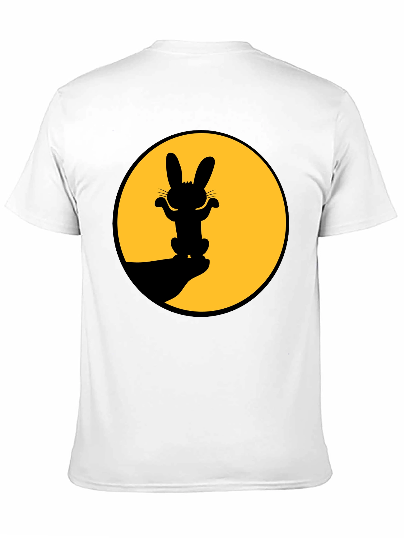 Rabbit Silhouette Graphic Tee - Black Cotton Blend Shirt