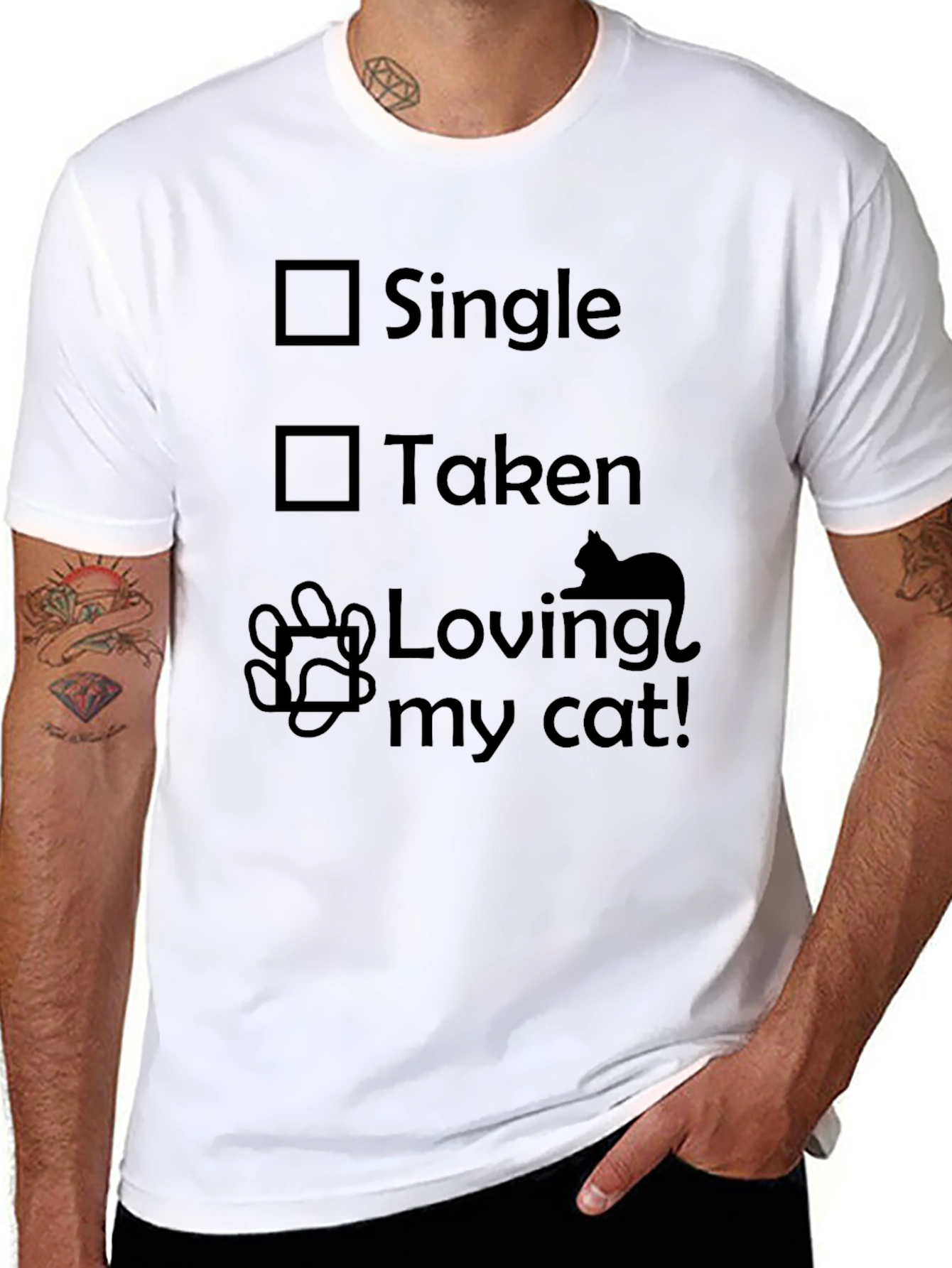 Single Taken Loving My Cat Graphic Tee