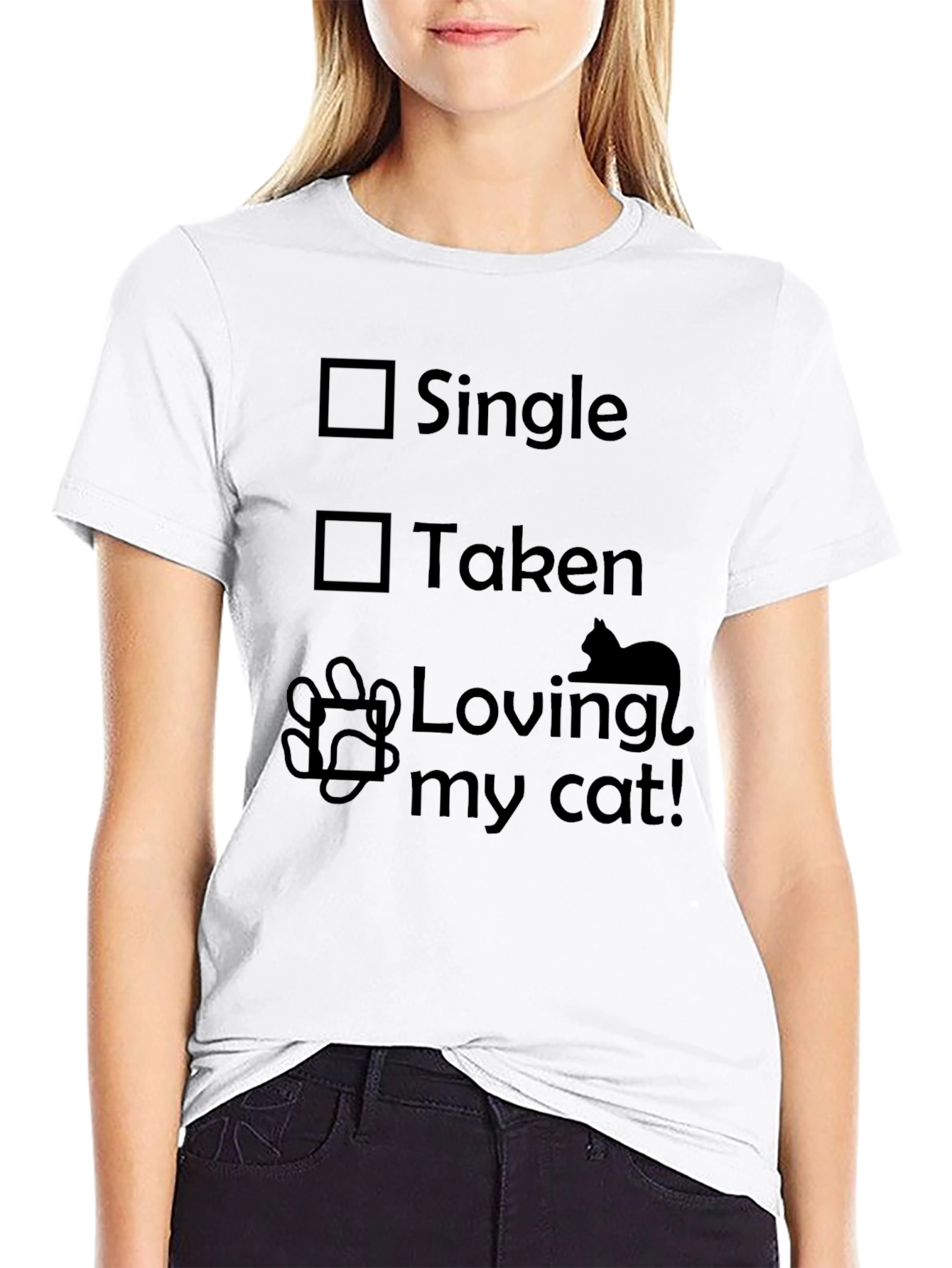 Single Taken Loving My Cat Graphic Tee