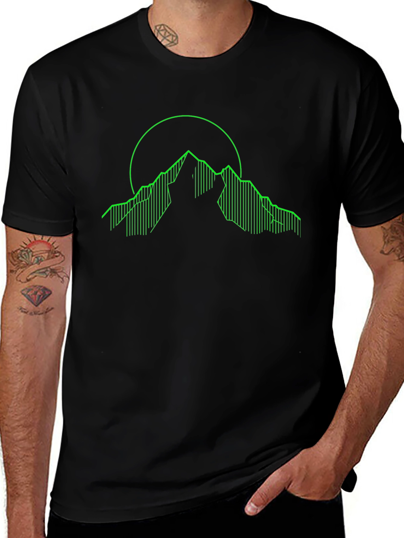 Neon Mountain Graphic Tee - Cool Geometric Design