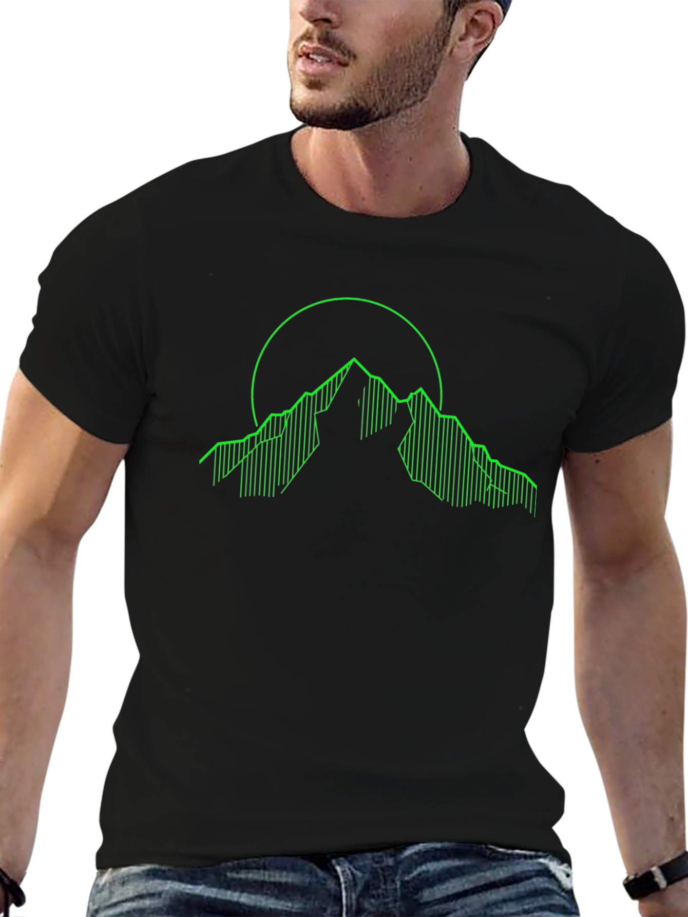 Neon Mountain Graphic Tee - Cool Geometric Design